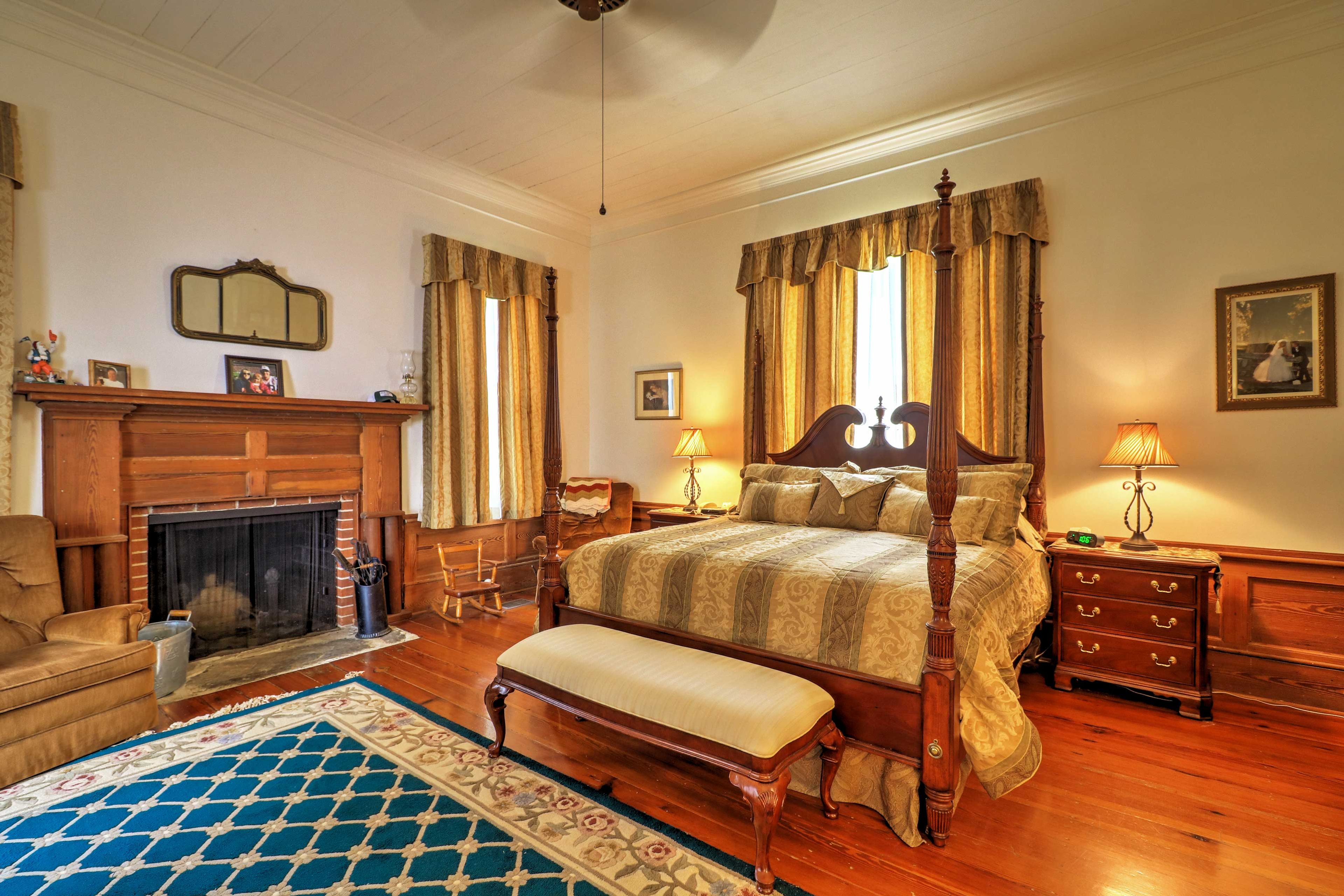 Bedroom 1 | Wood-Burning Fireplace | Satellite TV