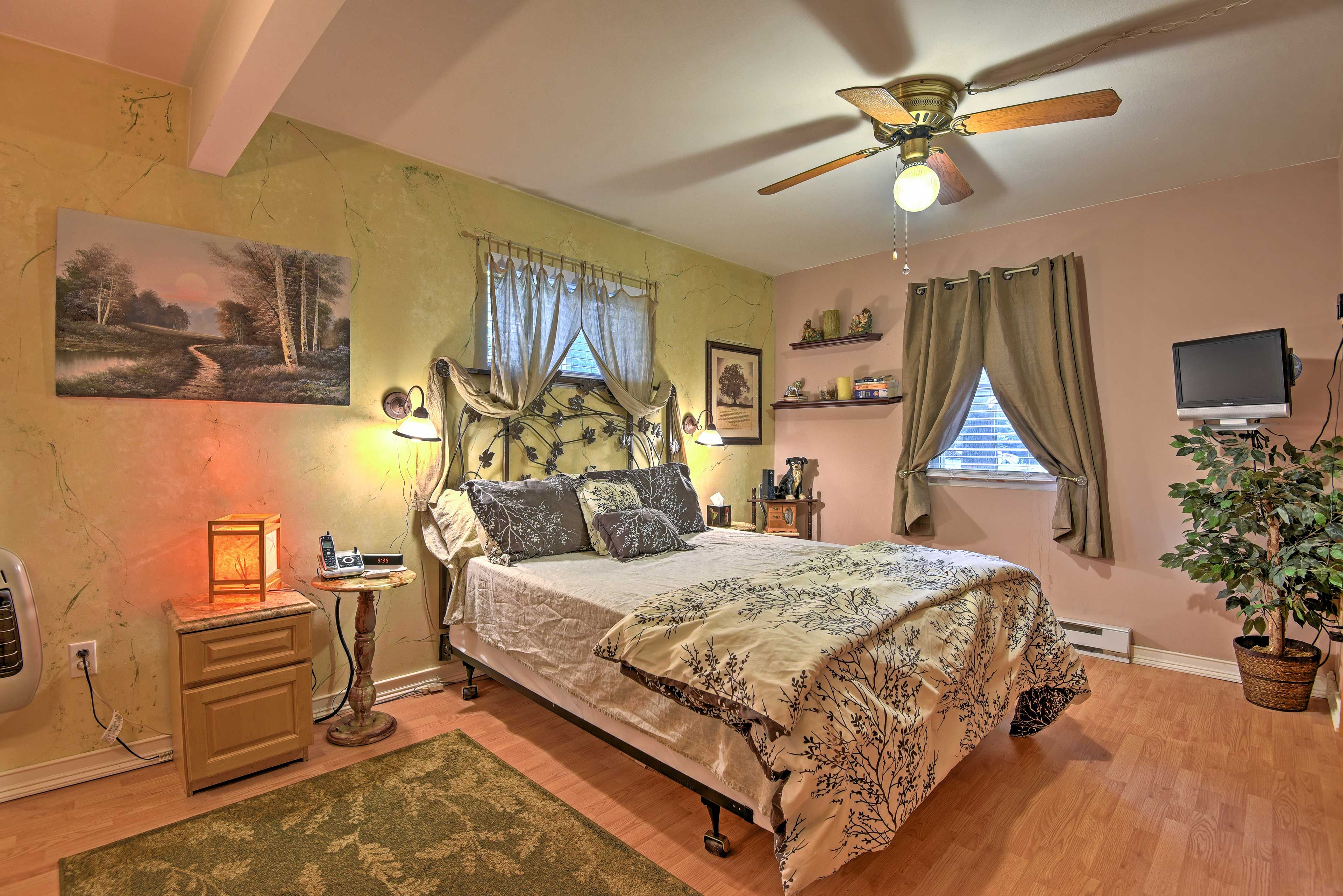 This cozy room and bed are sure provide you with many peaceful slumbers.