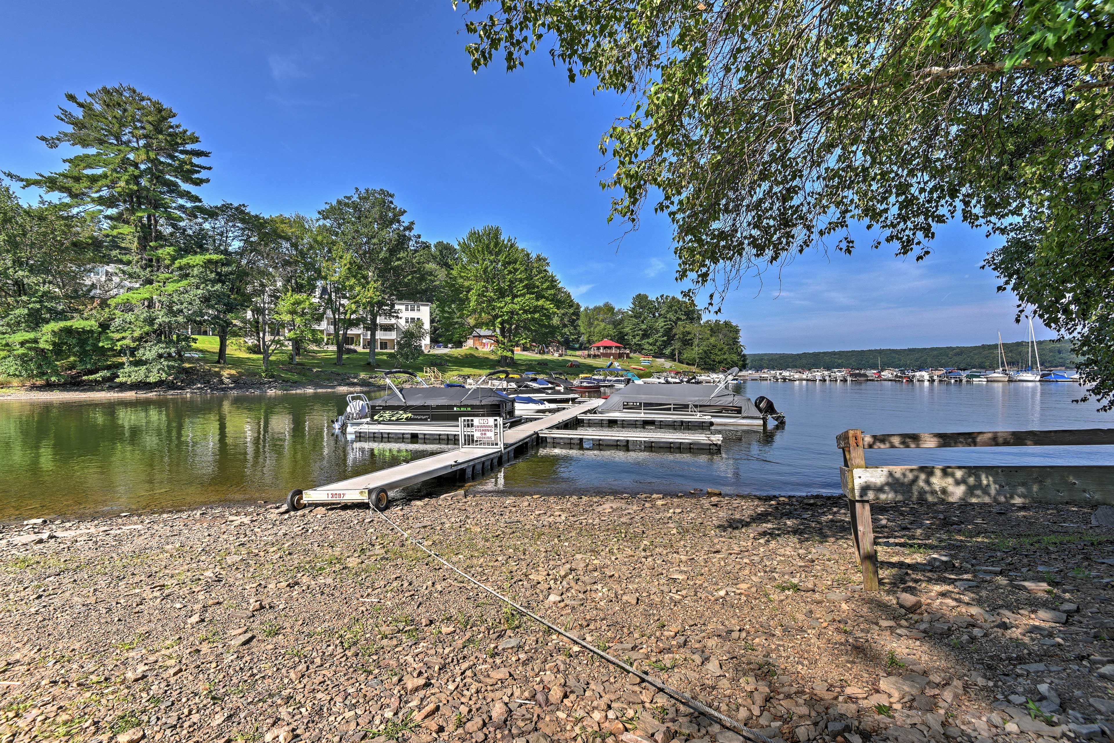 Watch the boats cruise by from the nearby dock.
