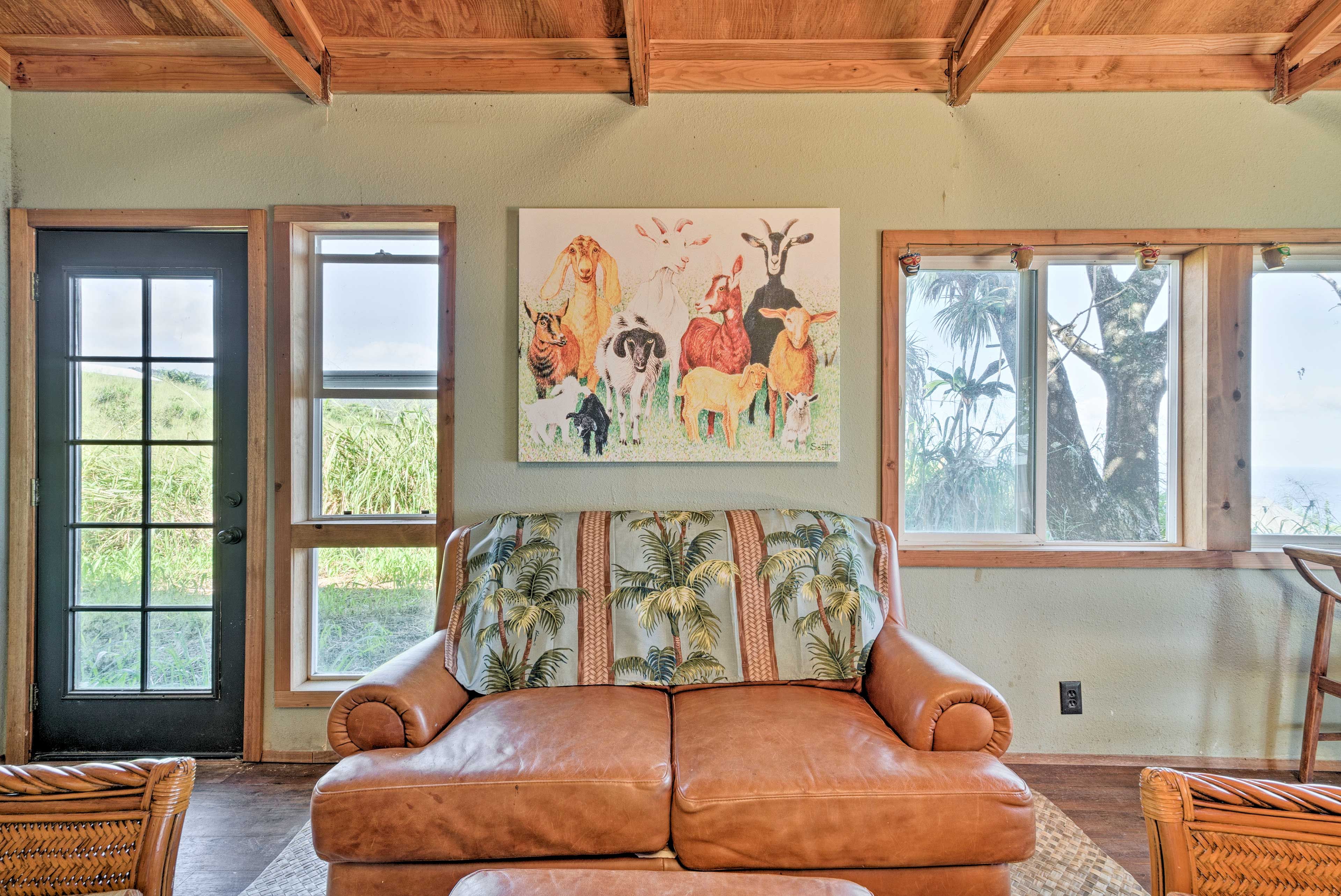 There is no better place to rest your surf legs than on the leather couch.