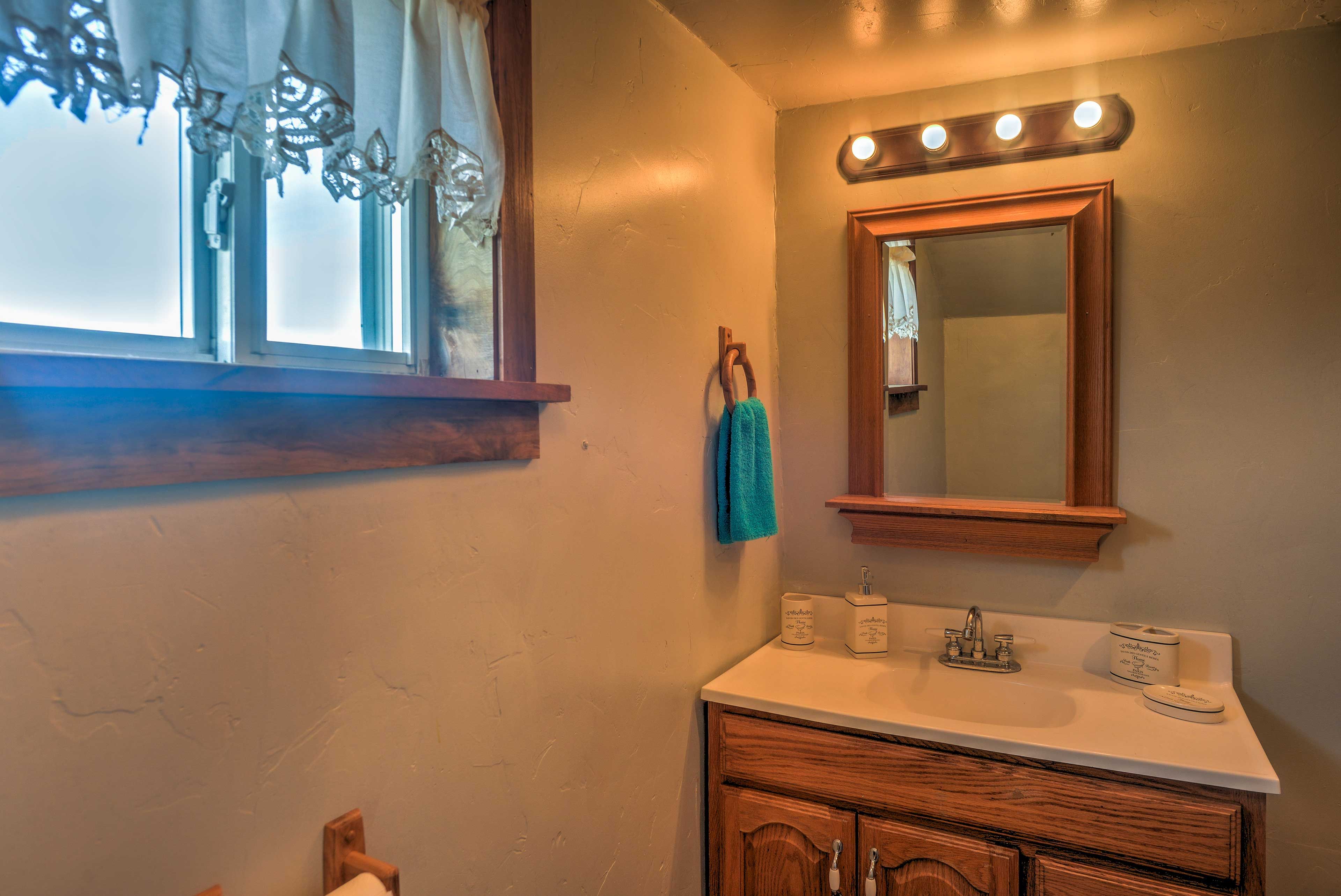 Wash up before dinner in the full bathroom.