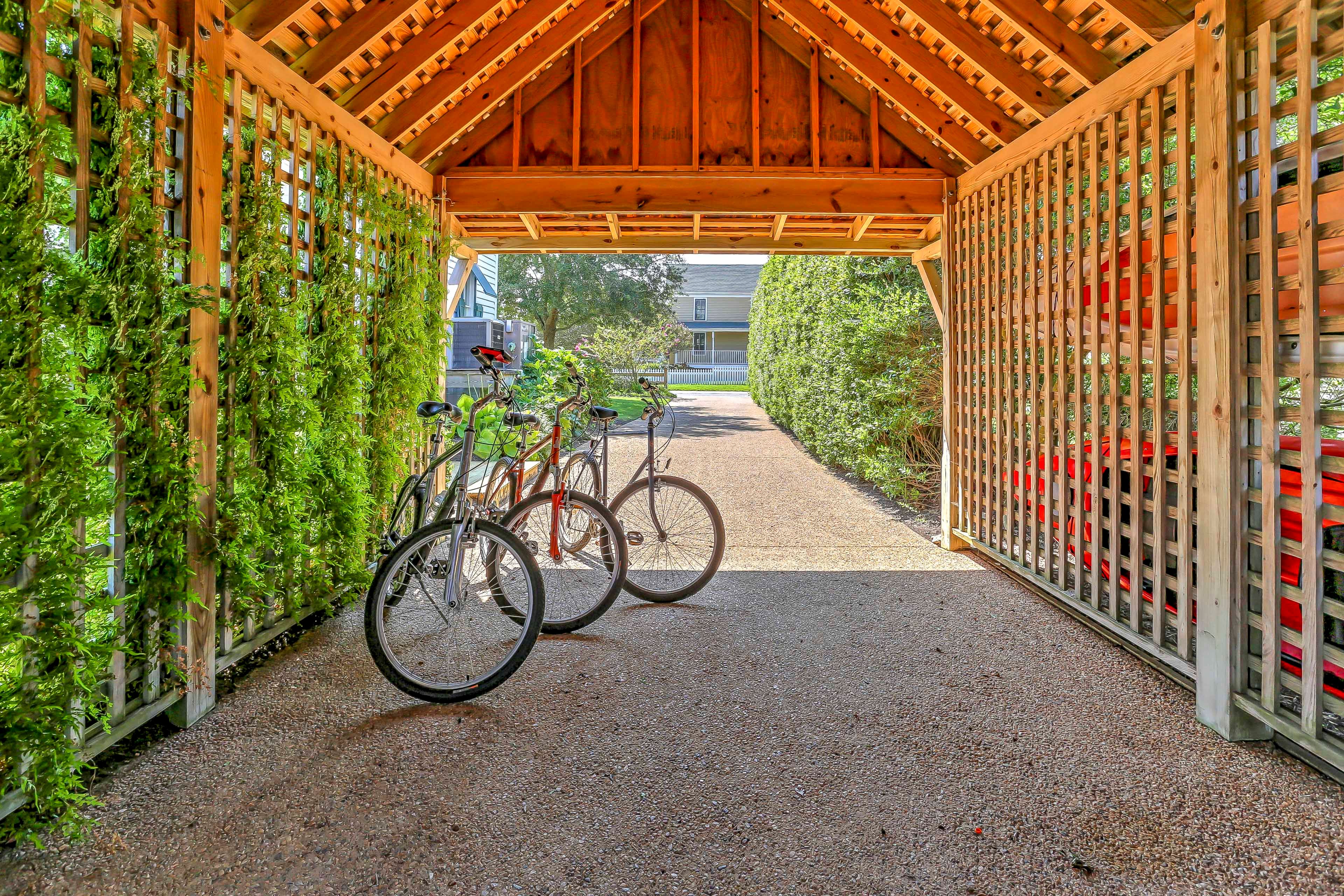 Explore via bikes and kayaks, available for rent nearby!
