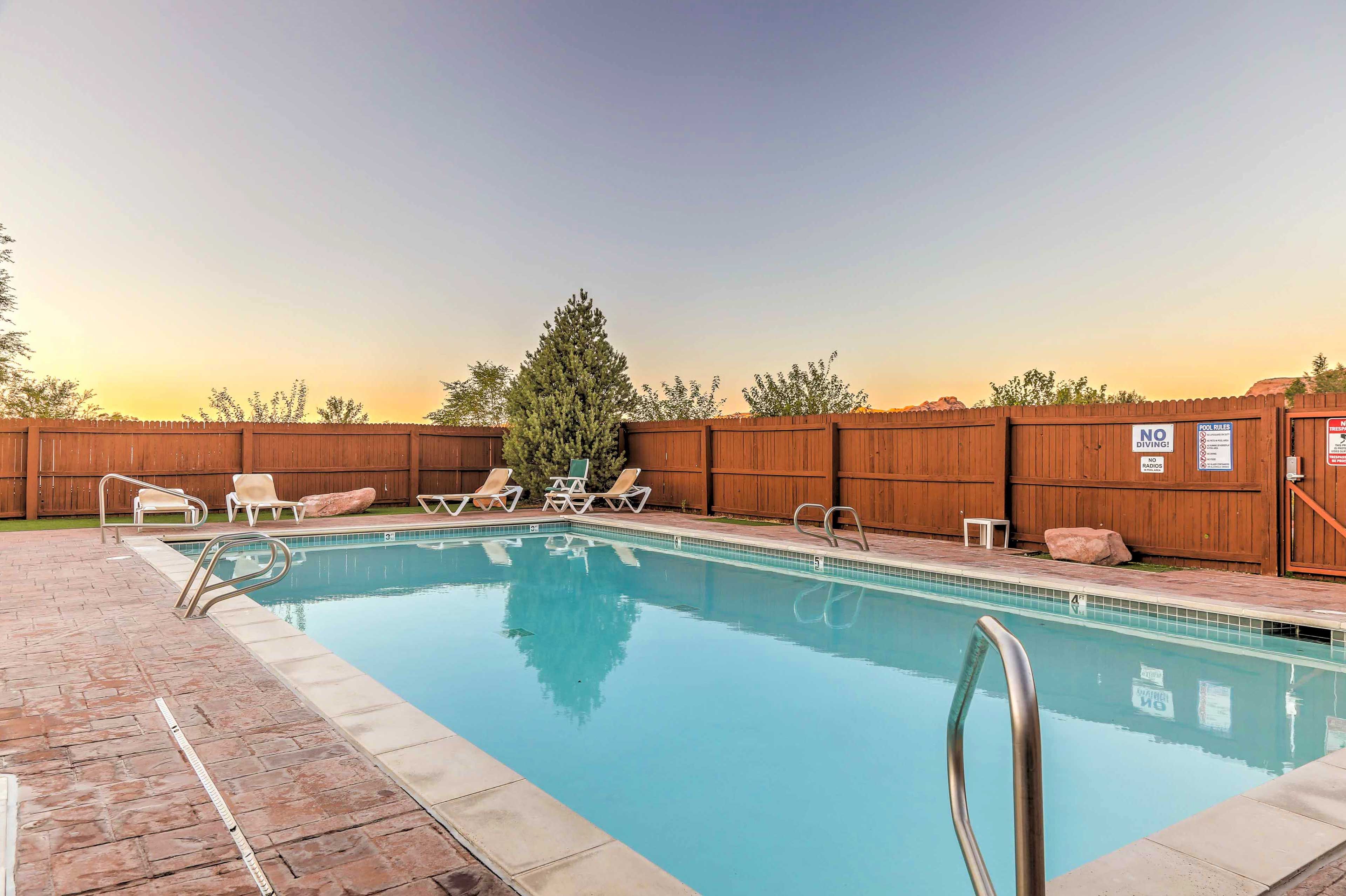 The pool is closed during the colder months of the year.