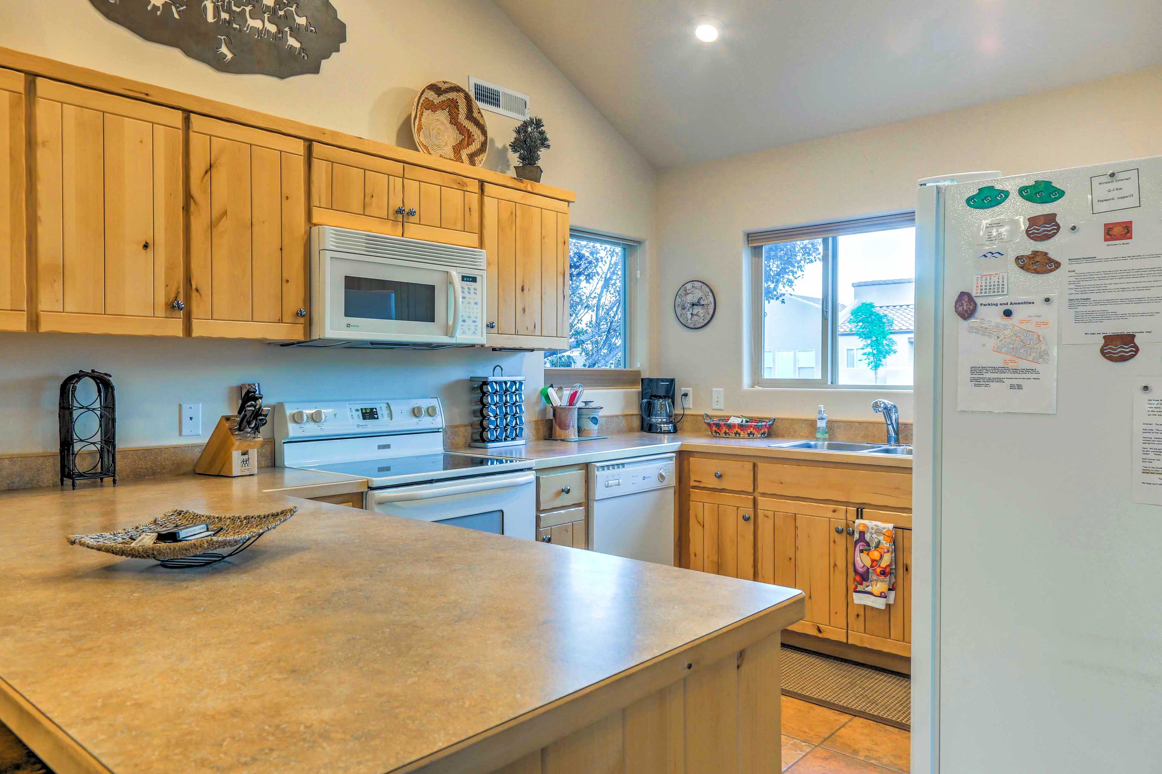 Make your favorite recipes in the fully equipped kitchen.