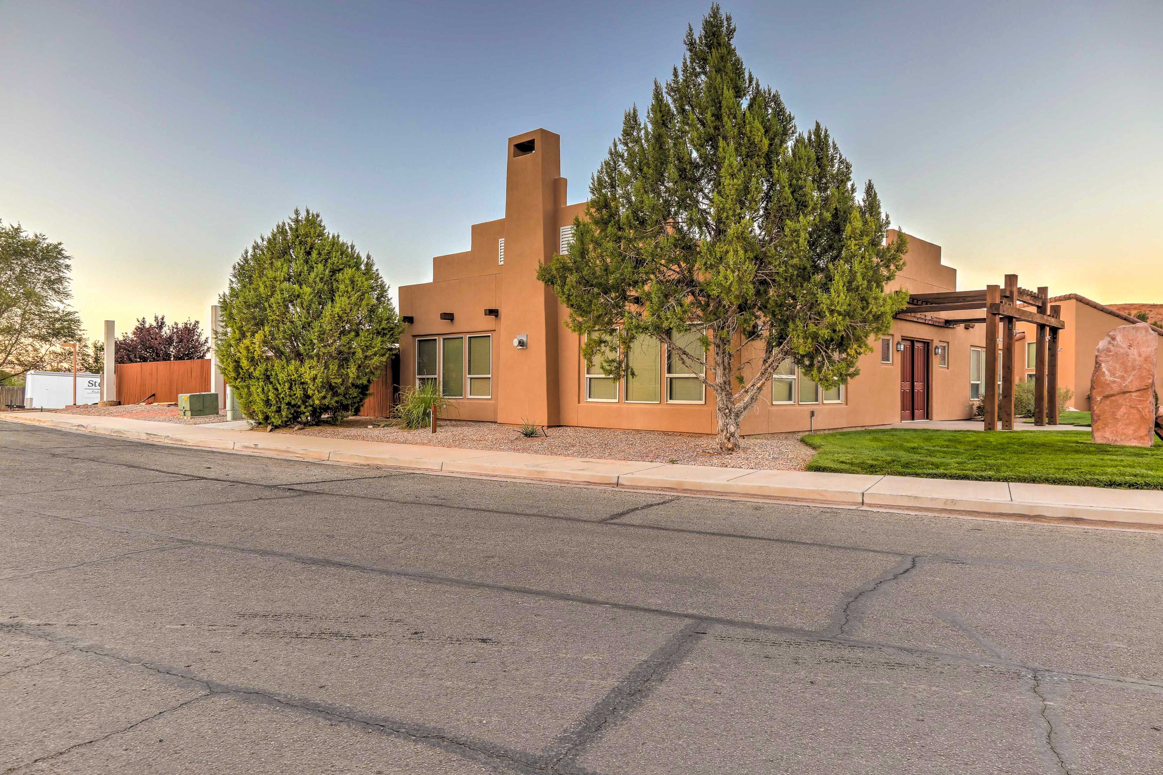 The townhome is located on a quiet street.