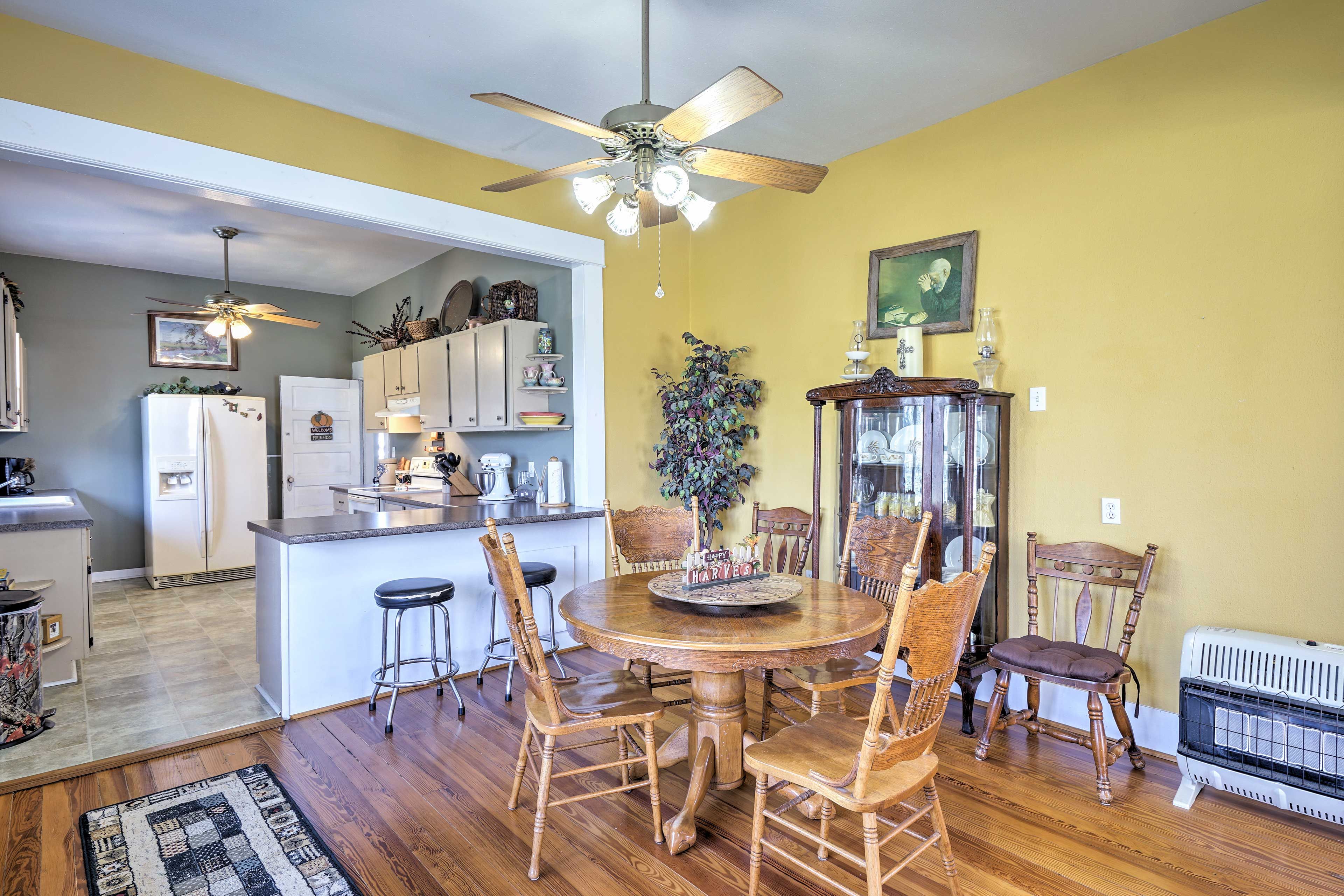 Gather around the dining table for a home-cooked meal.
