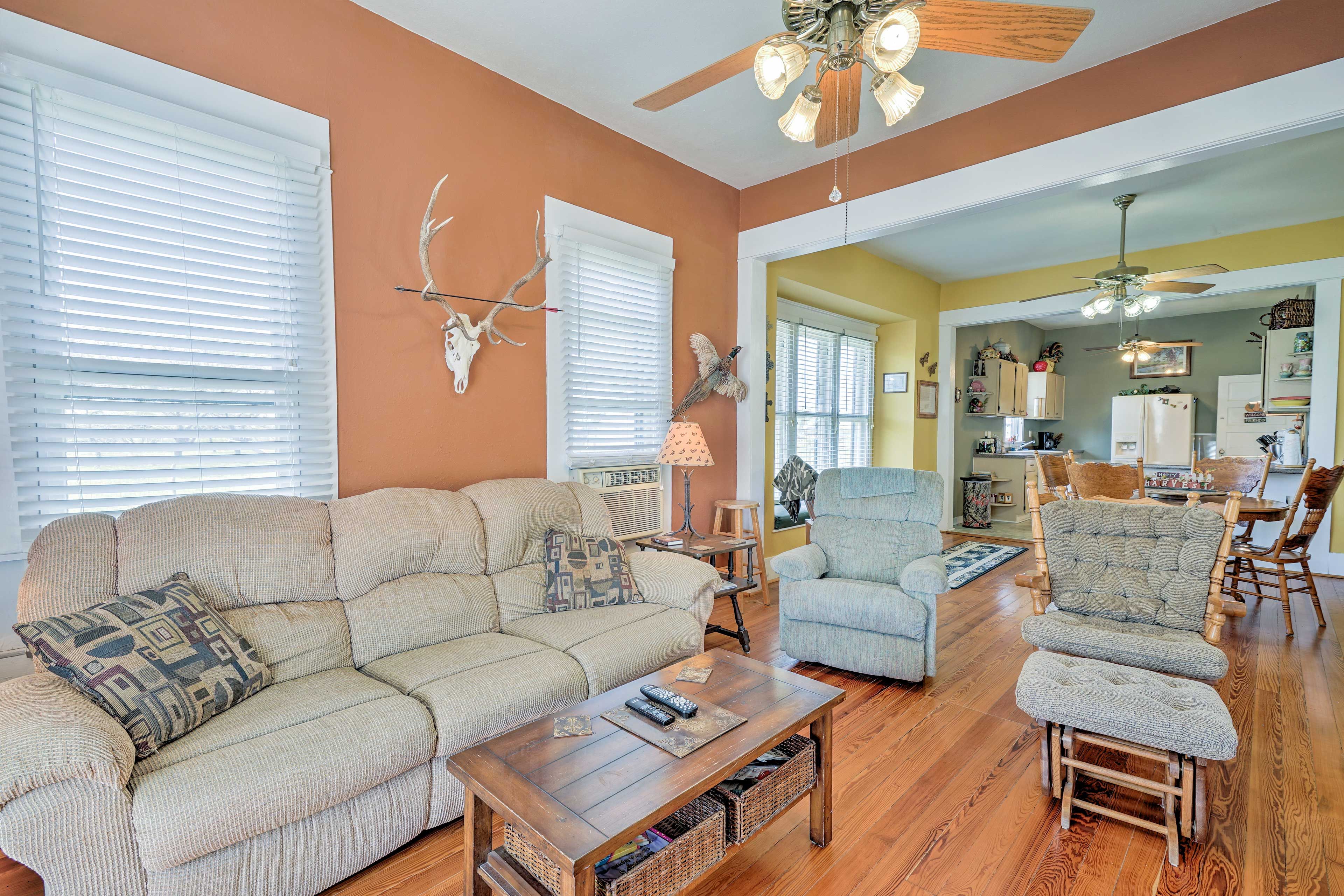 Settle down in the living room to kick back and relax.