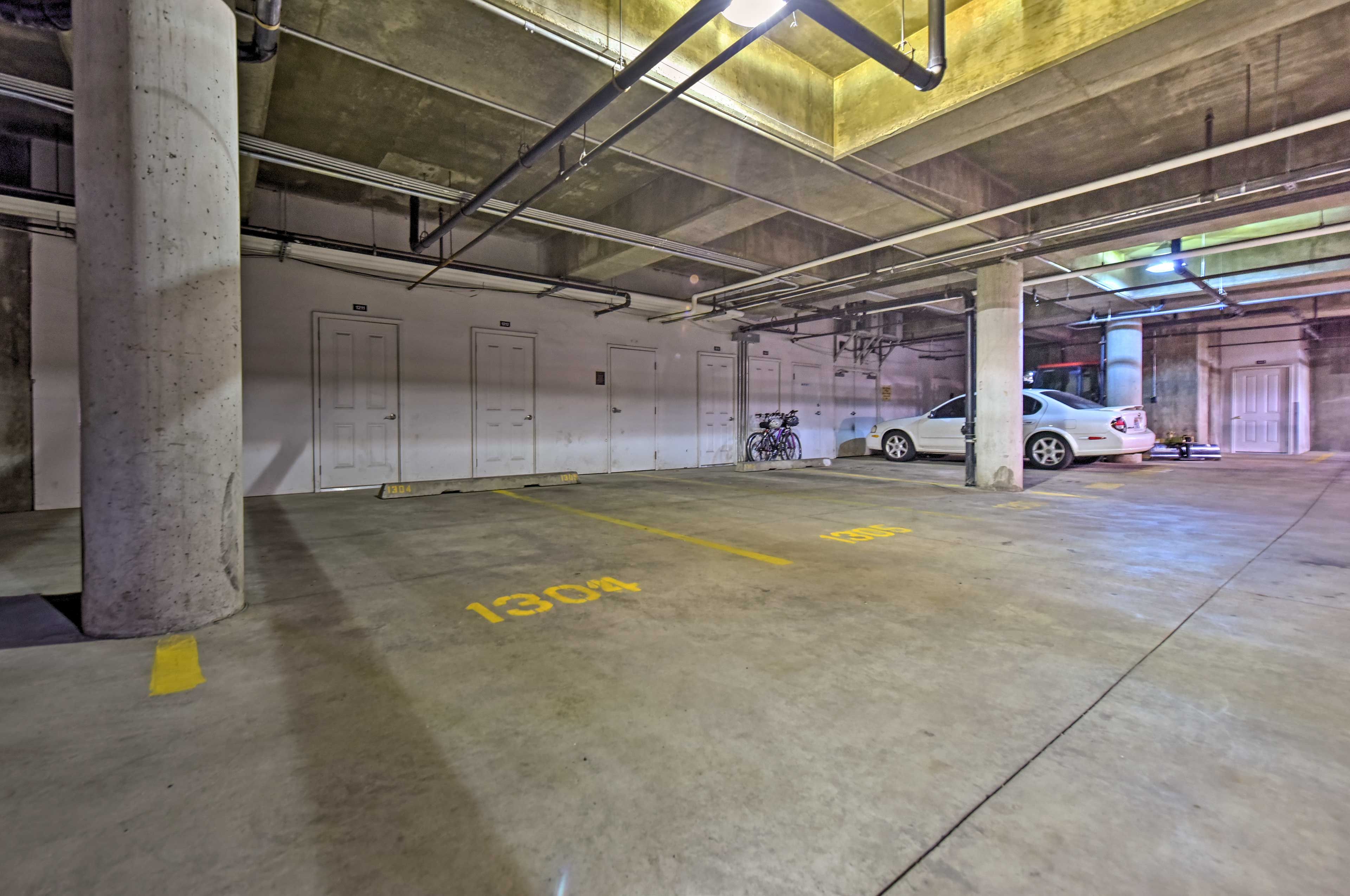 This underground parking spot is all yours during your stay.