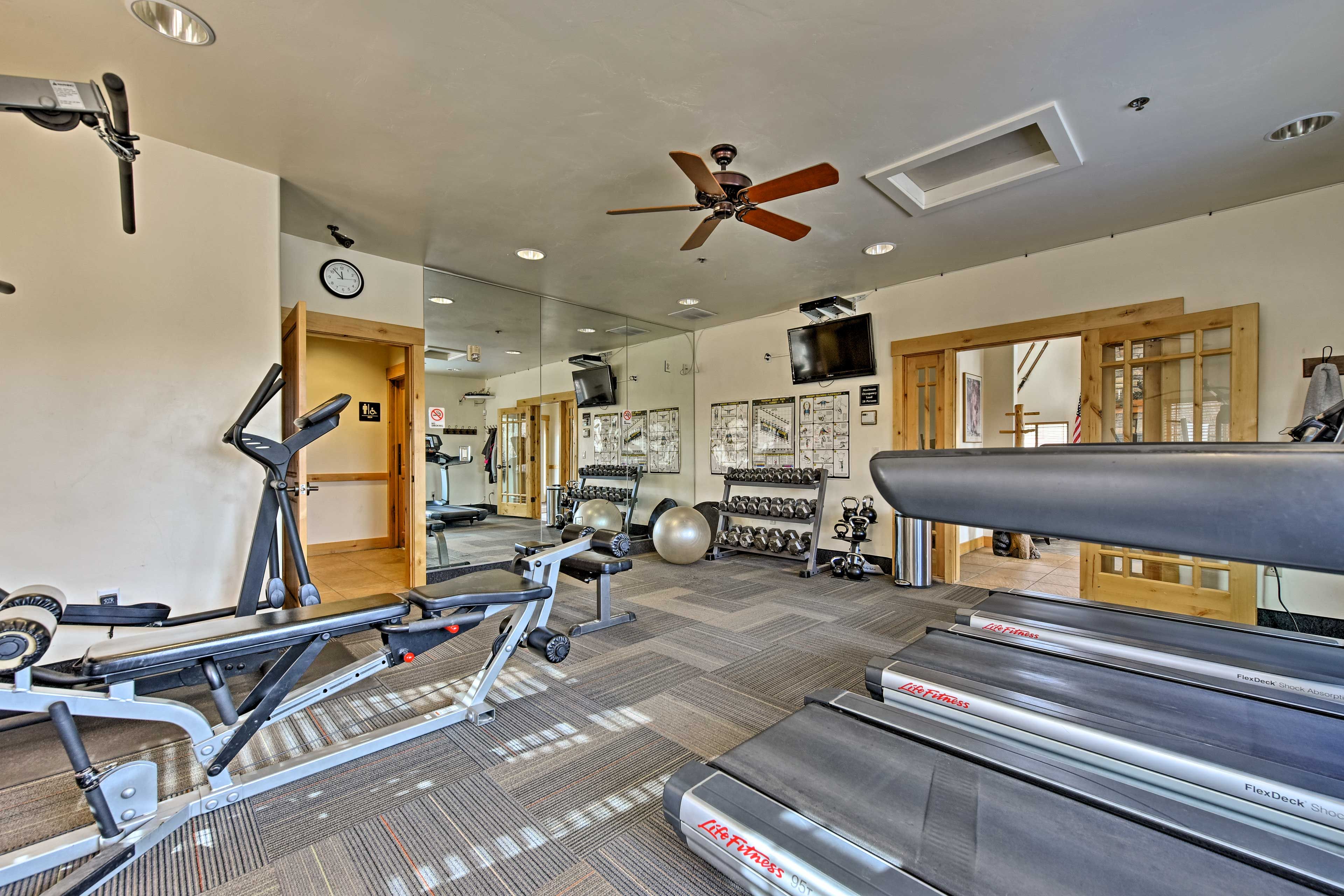Blow off some steam in this well-equipped fitness facility.