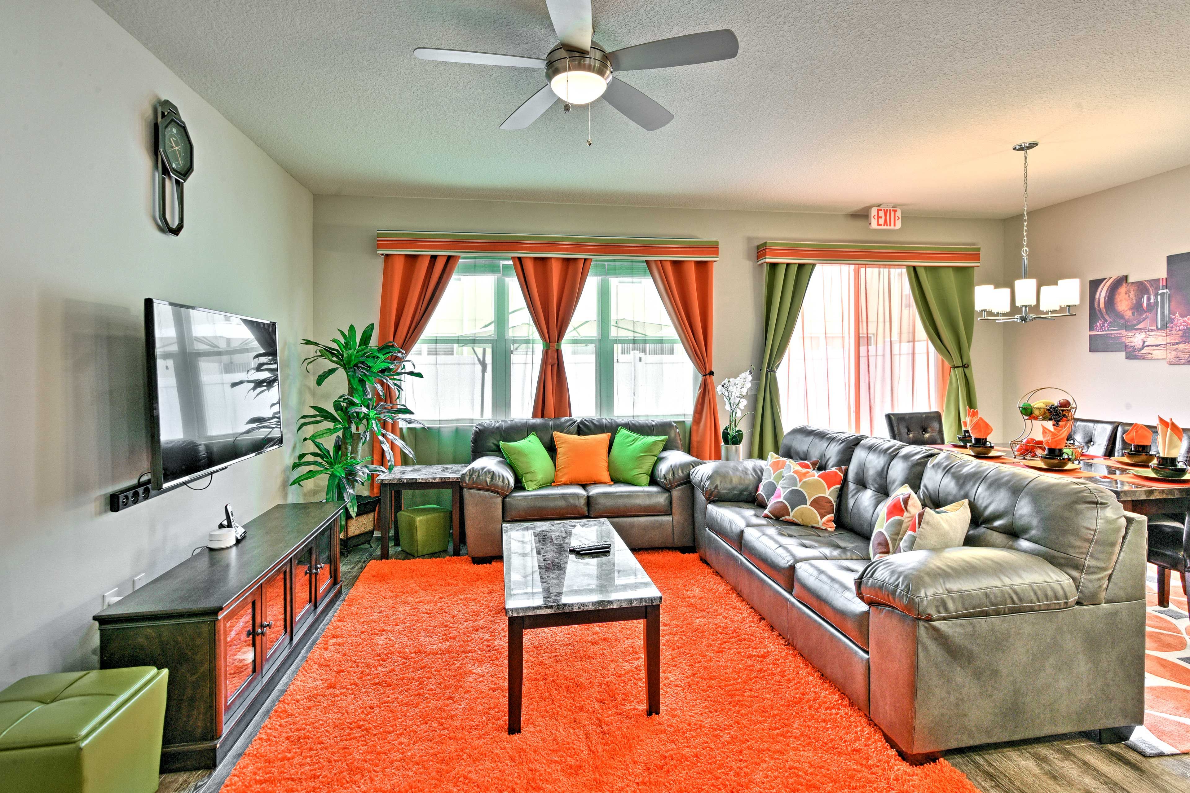The living room is equipped with a flat-screen Smart TV - one of 3 in the home.