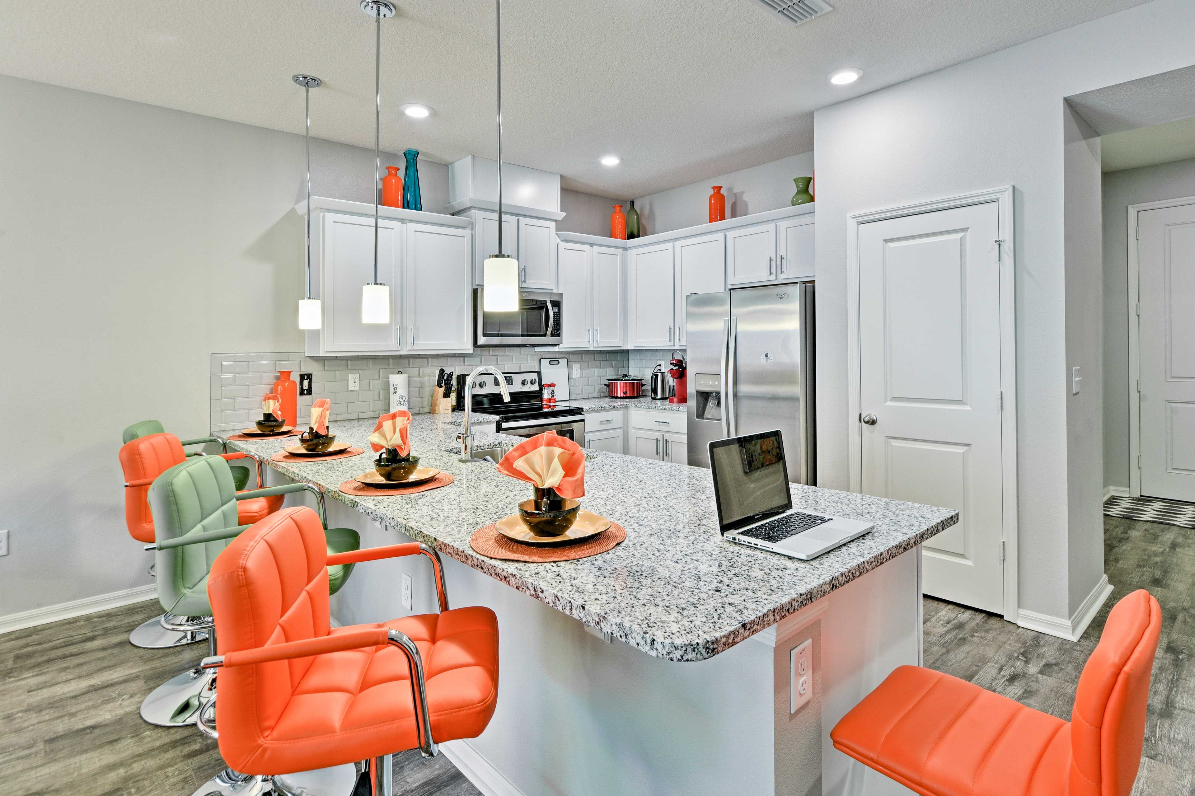 Snack on appetizers at the breakfast bar.