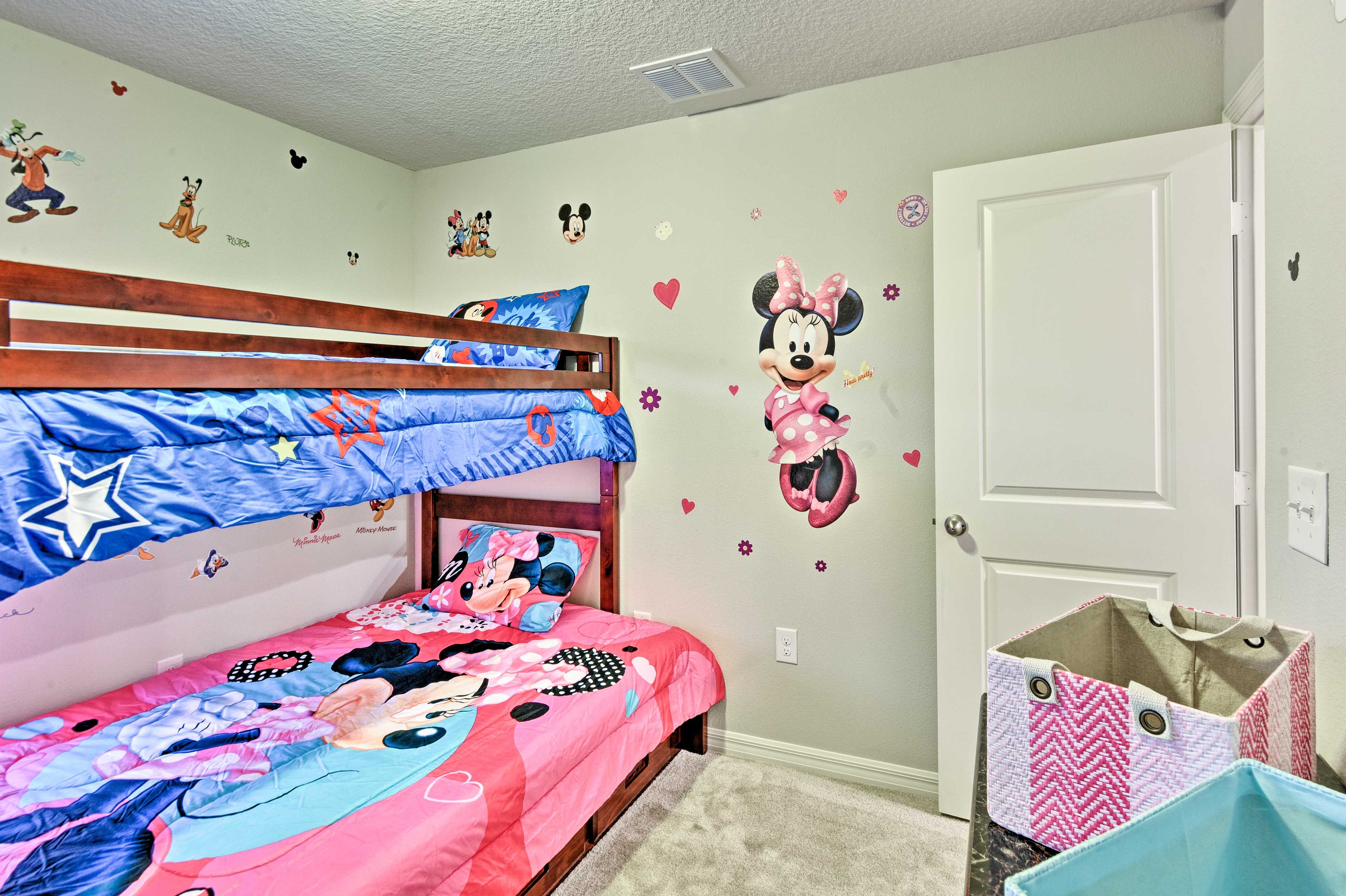 Bedroom 4 features a twin-over-full bunk bed.