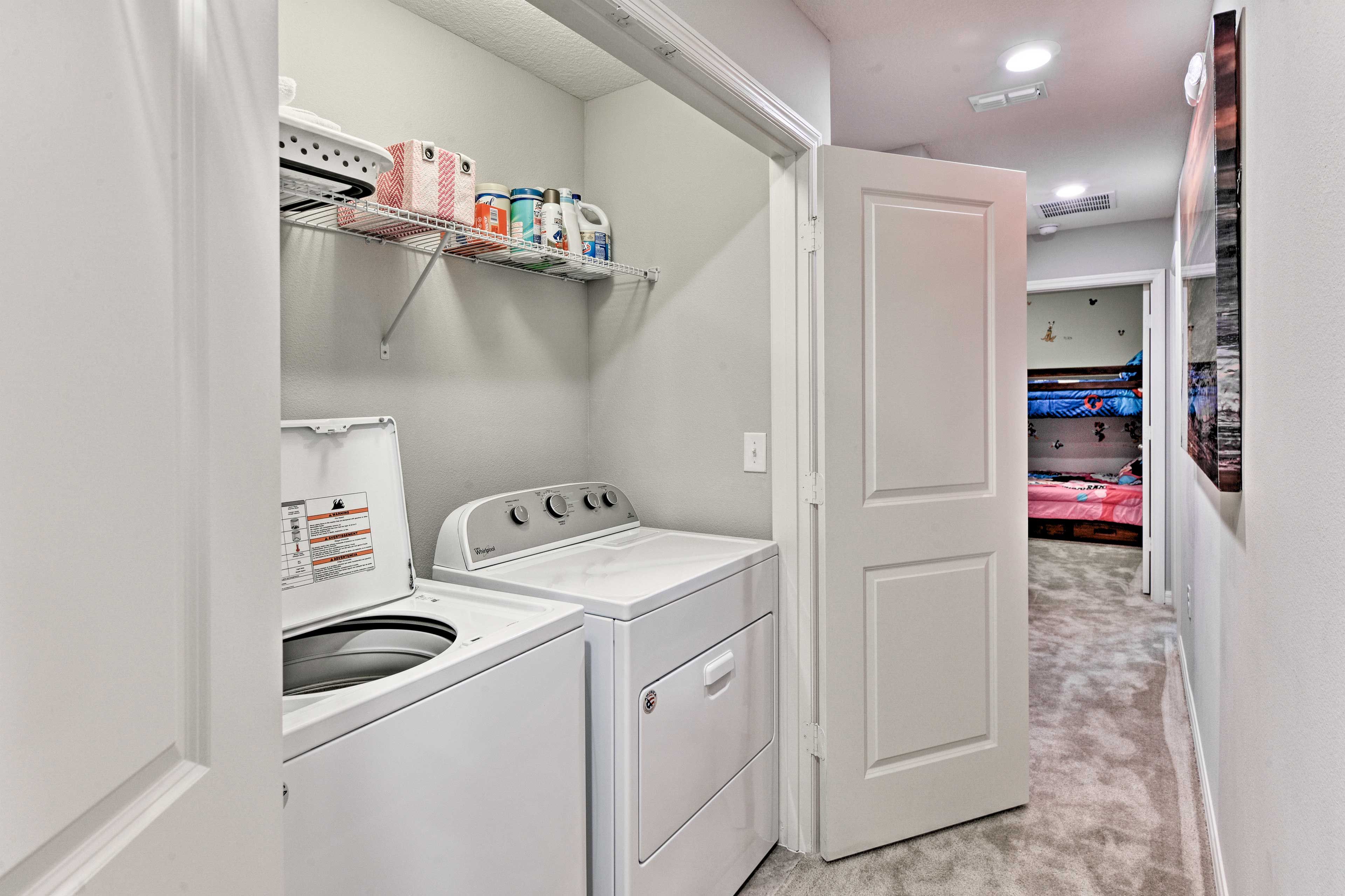 Keep clothing fresh and clean using the convenient washer and dryer.