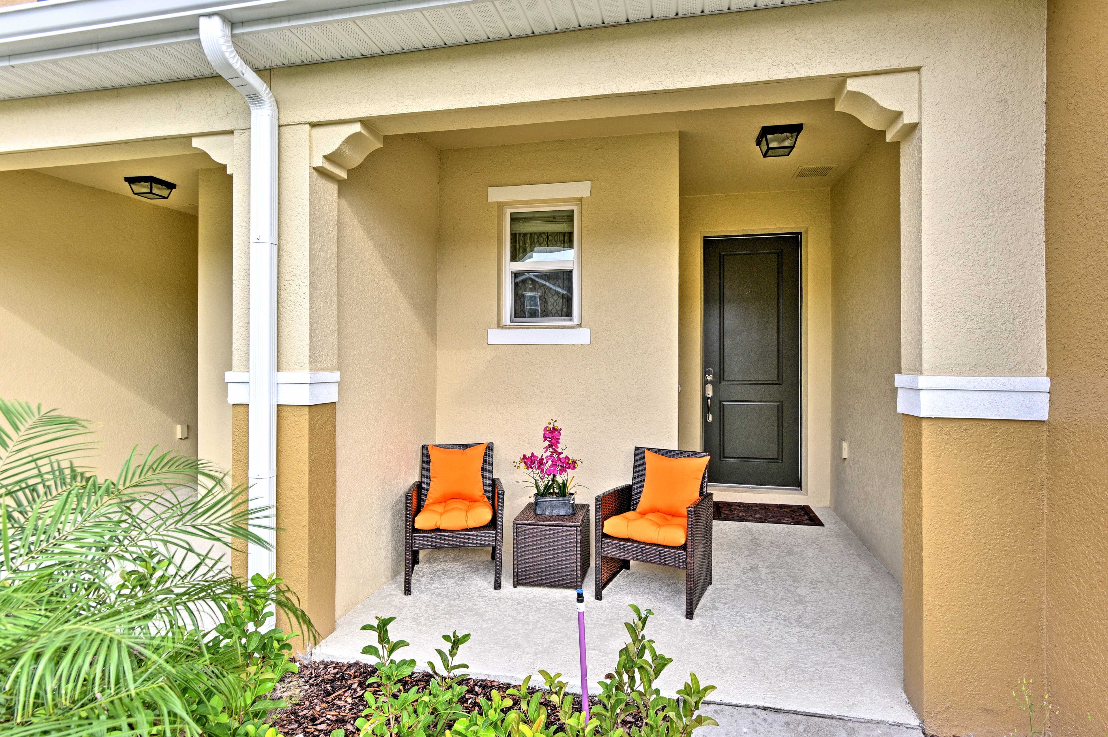 Sip coffee from these comfy chairs.