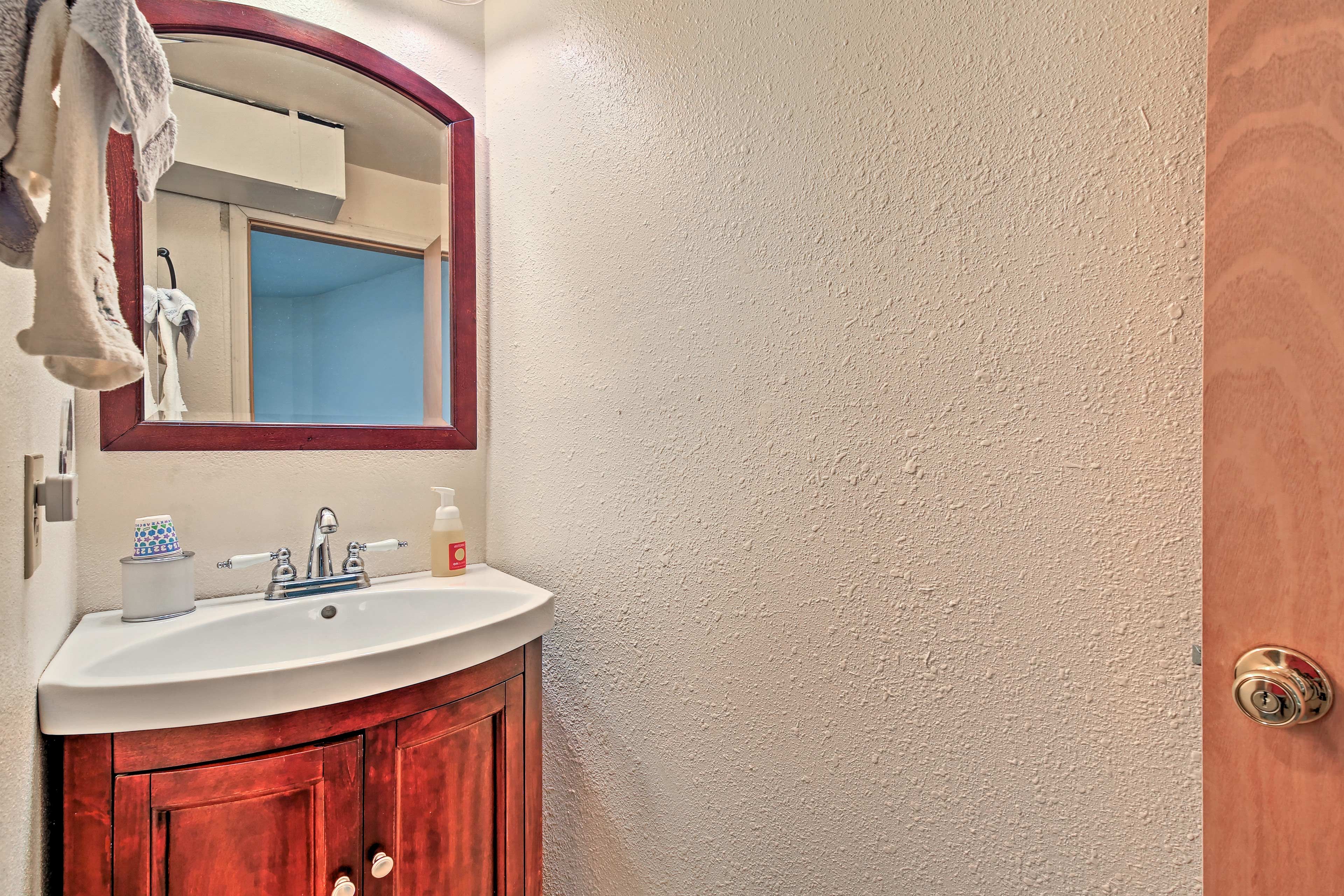 Freshen up in the bathroom!