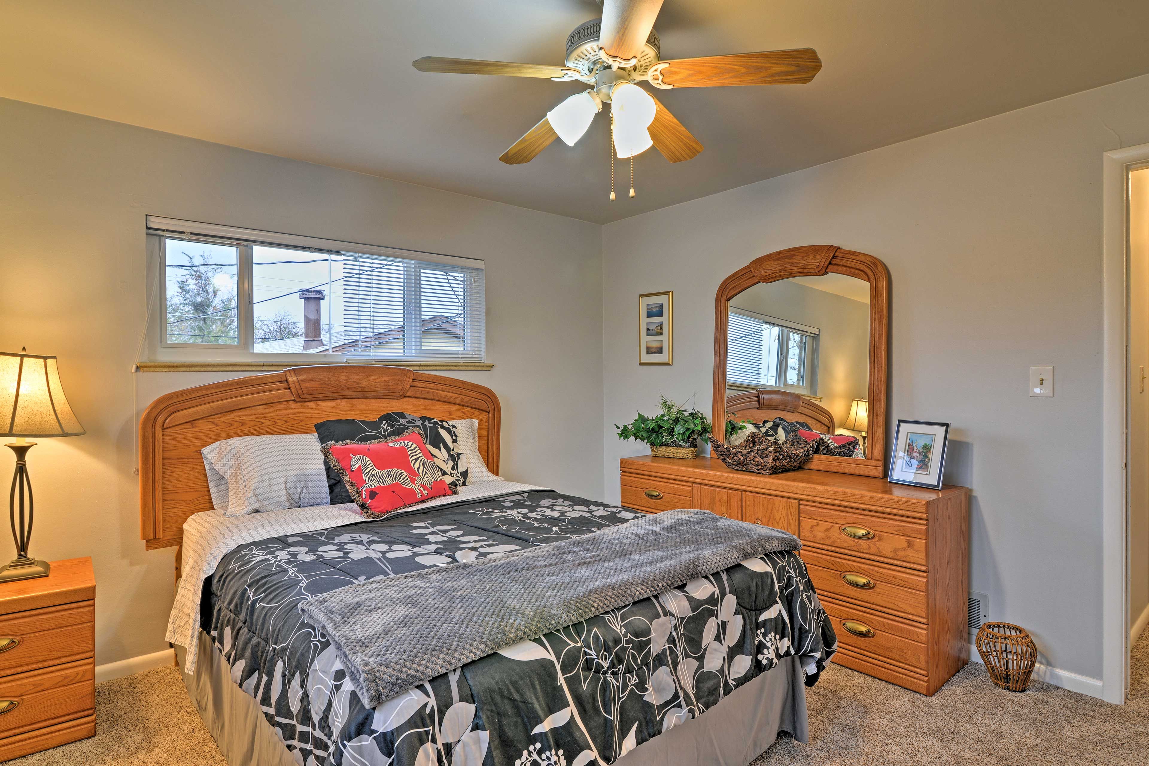 Bedroom 1 houses a plush queen bed for 2 lucky guests.