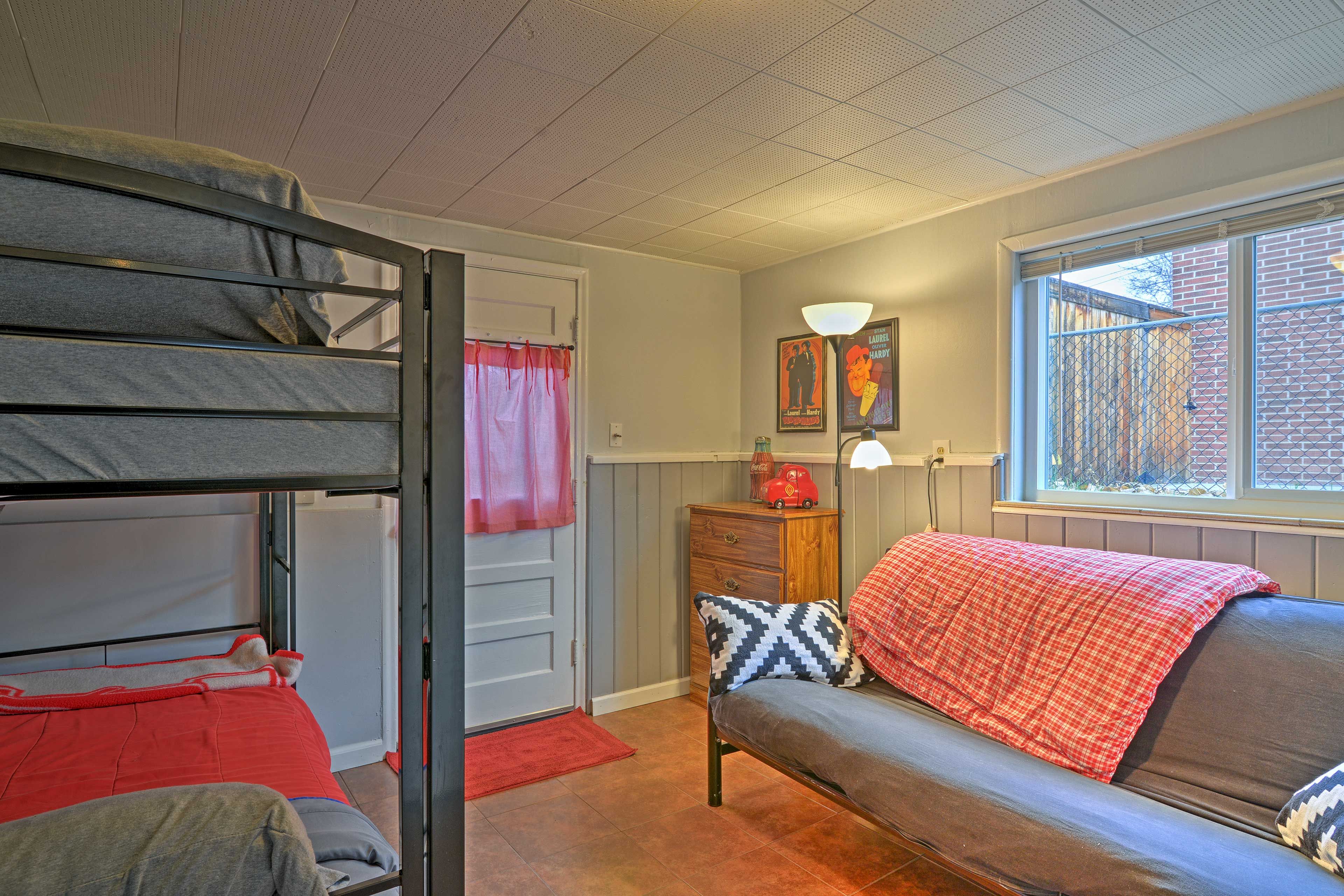 Choose between the twin bunk bed or the futon.