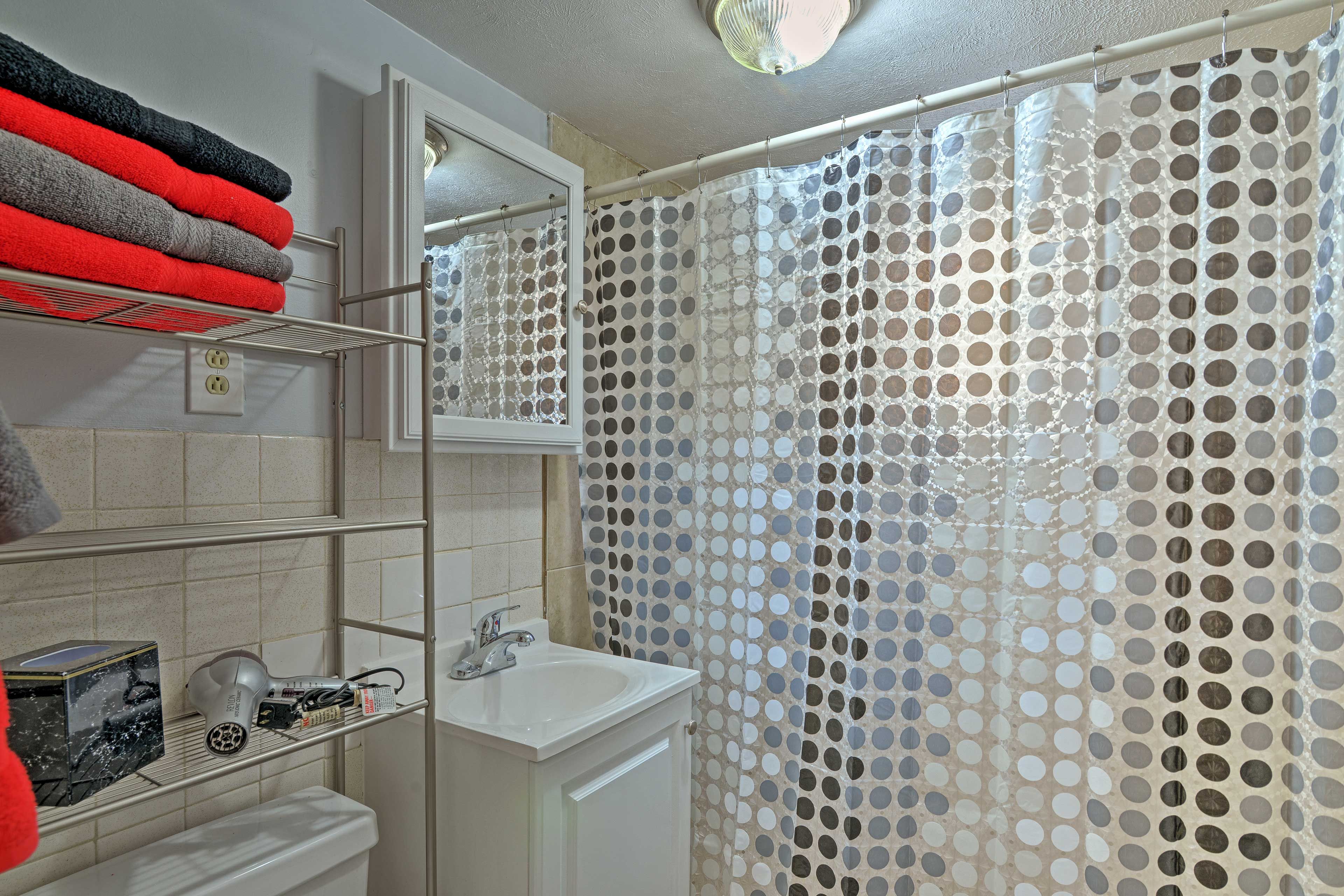 The second full bathroom resides on the bottom floor of the home.