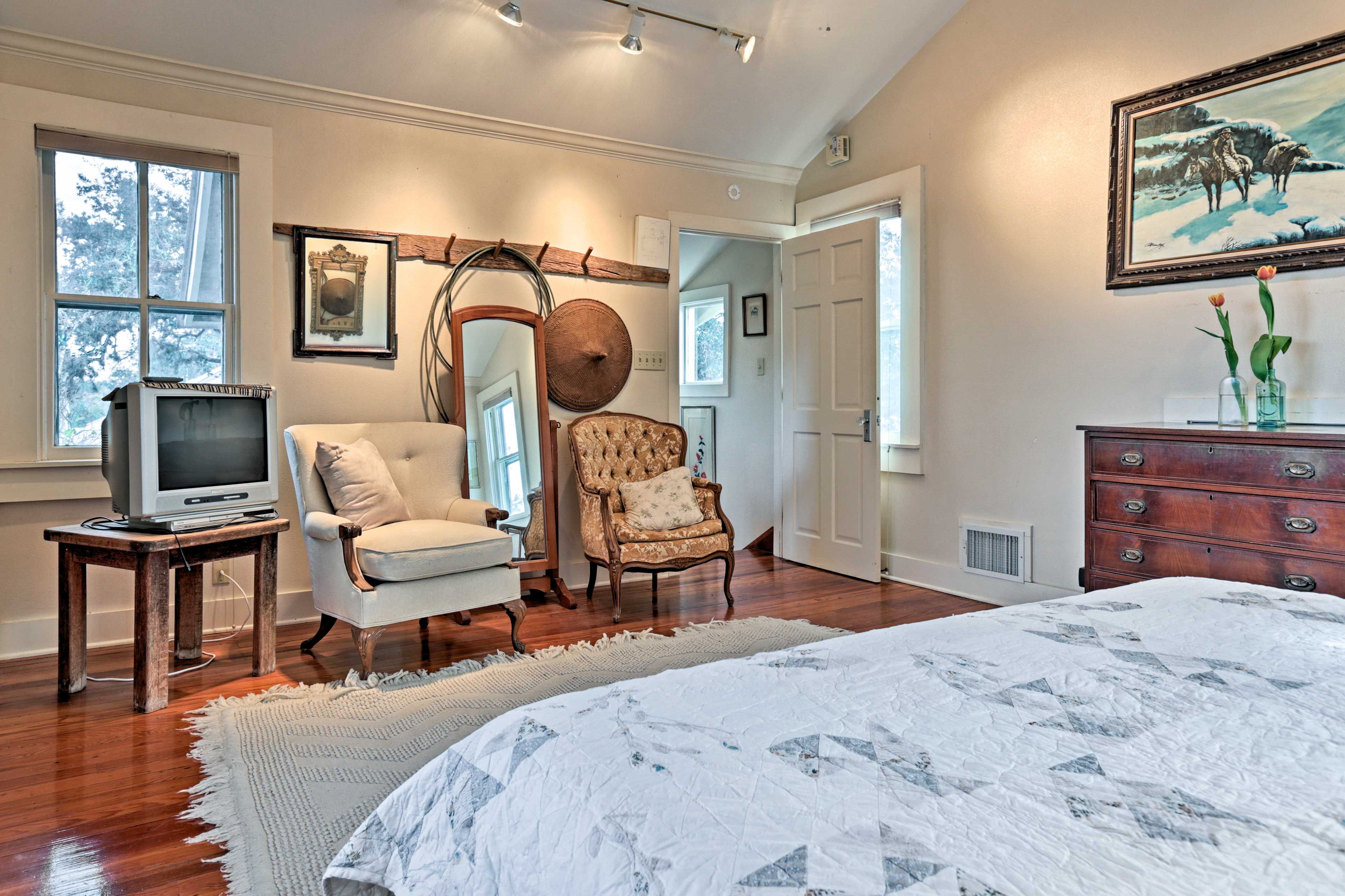 Tune into your favorite late-night shows on the tube TV in bedroom 1