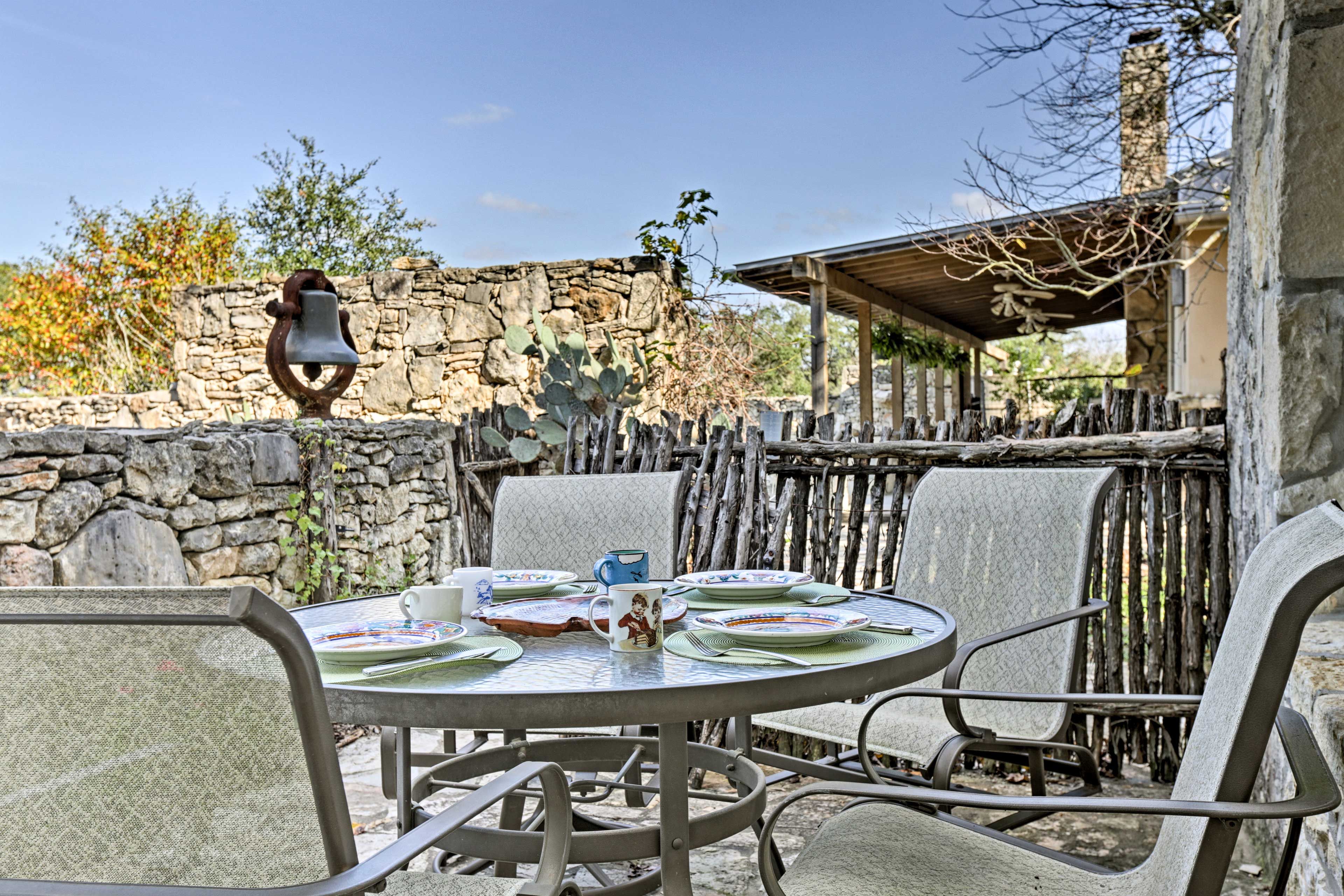 Enjoy afternoon and some fresh air from the patio.