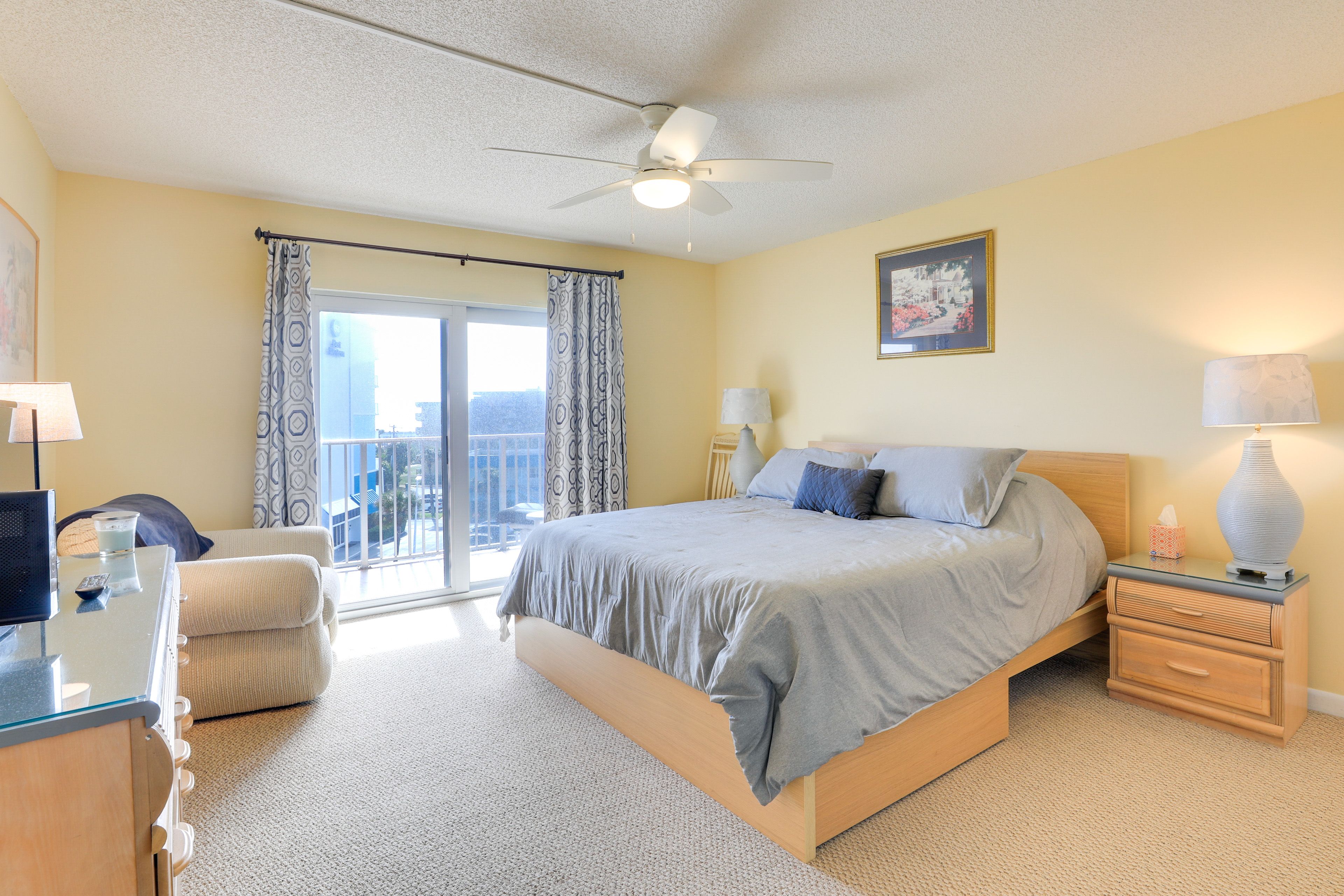 Bedroom 1 | King Bed | Linens Provided | Balcony Access