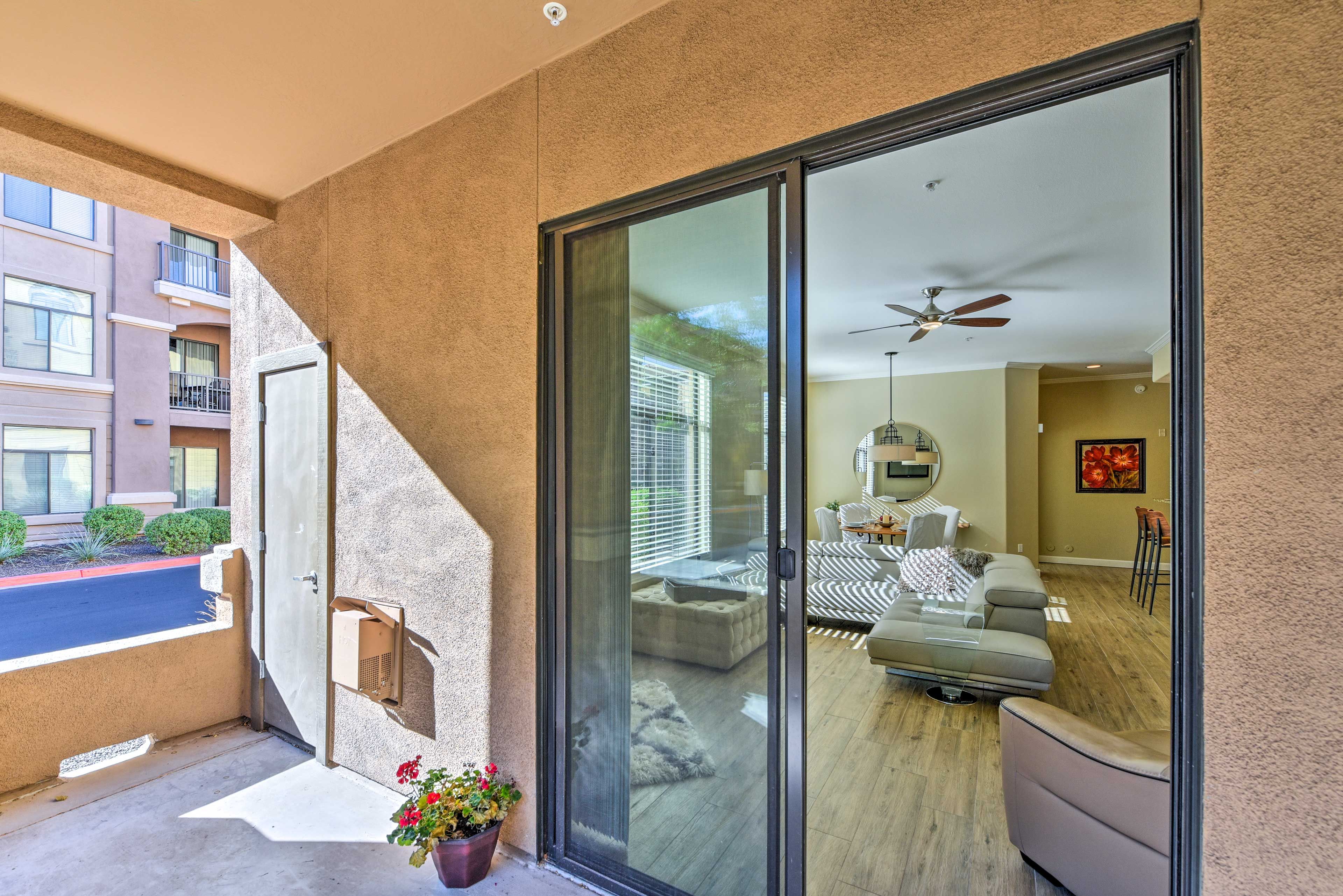 Get some fresh air on the private patio.