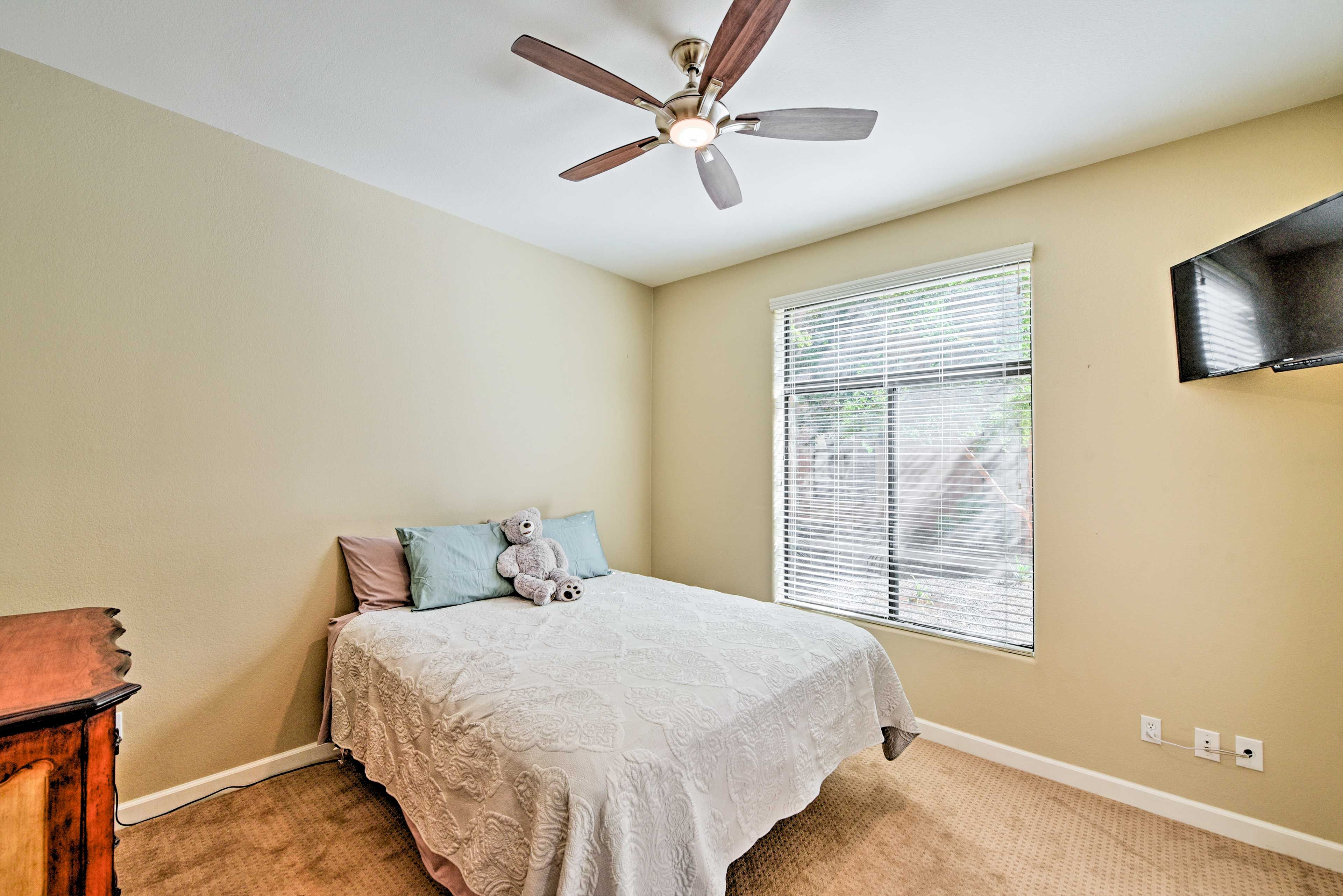 Sweet dreams! The second bedroom hosts a queen bed.