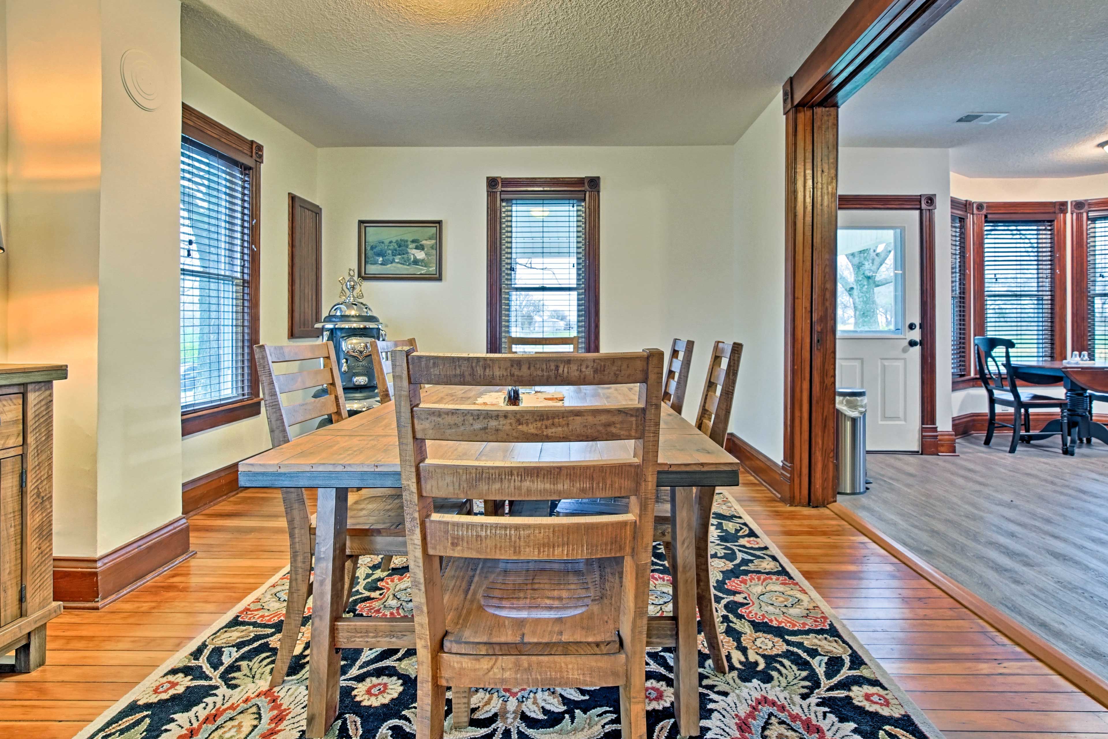 Dining Area | Dishware/Flatware Provided | 100 Year Old Wood-Burning Stove