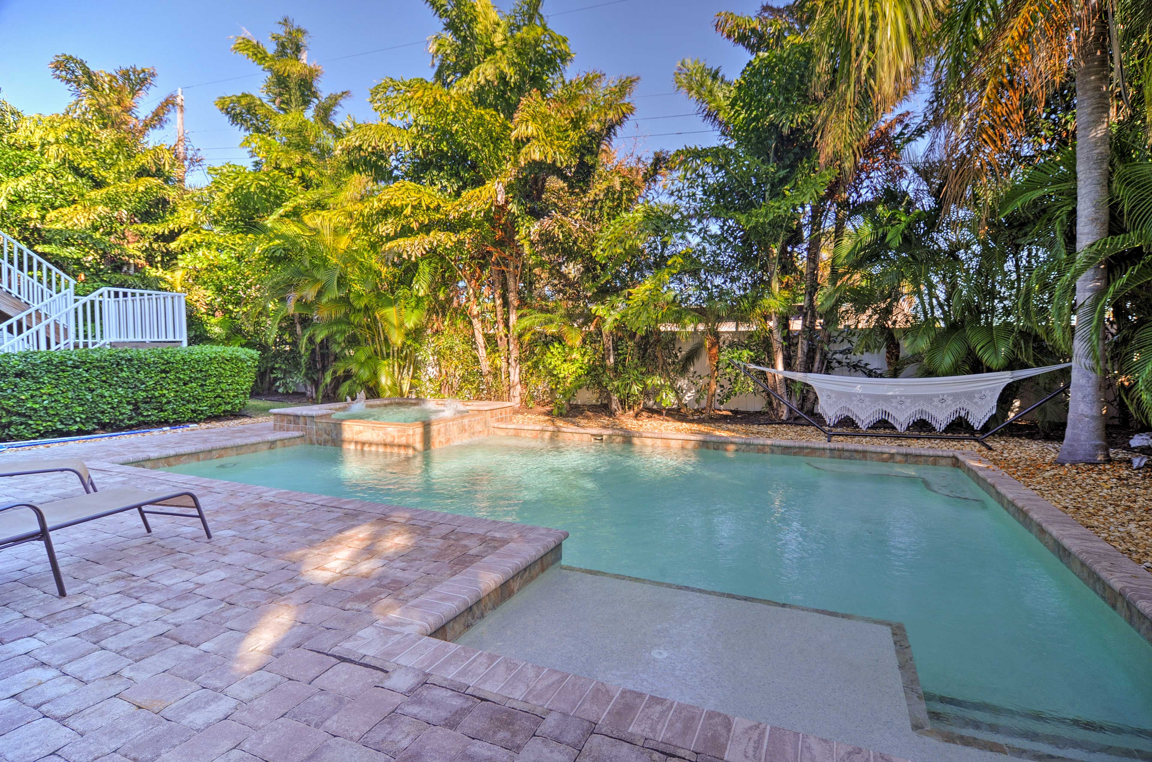 The attached spa is the perfect spot to spend an evening at home with loved ones.