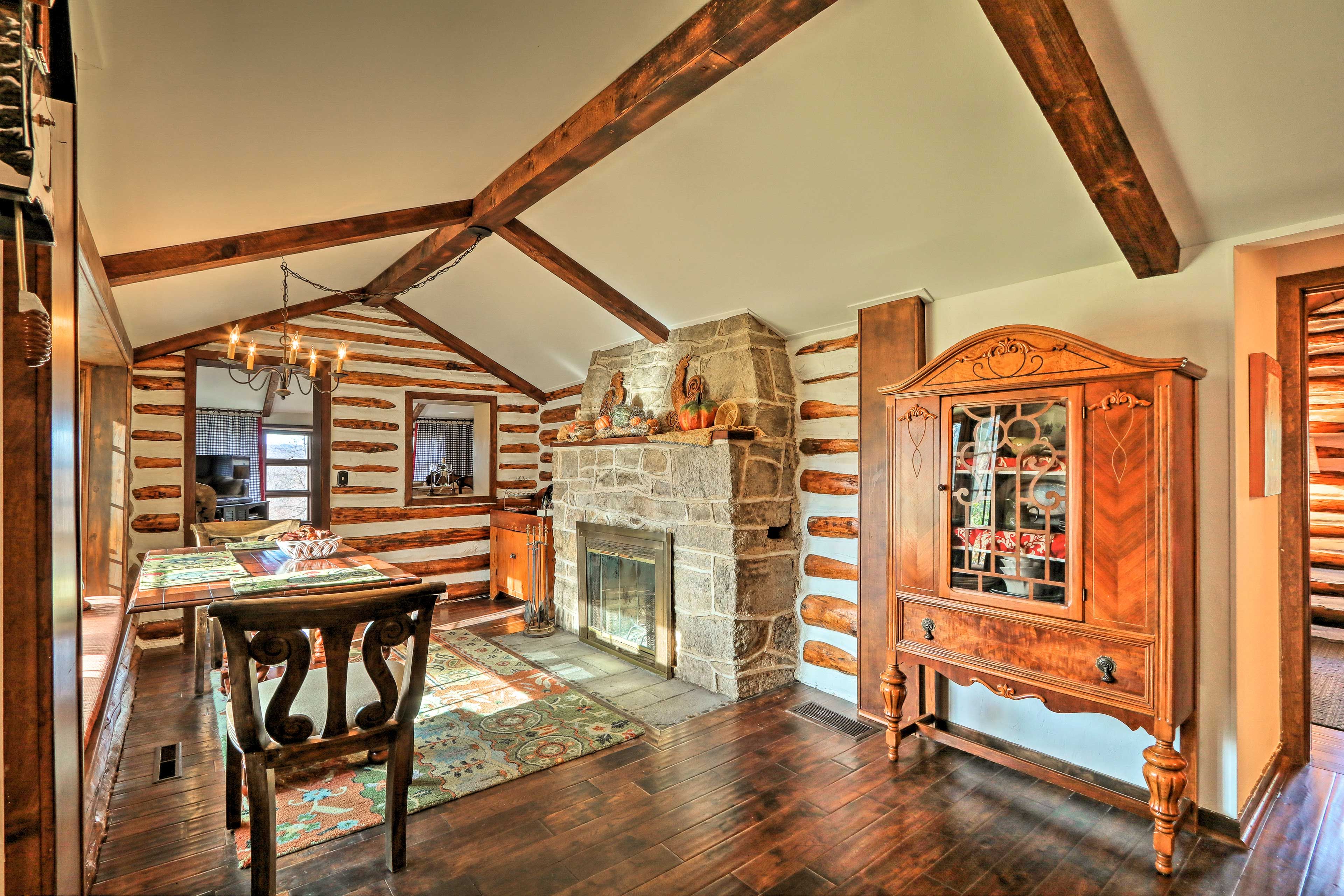 Fireside Dining Area | Dishware & Flatware | Pet Friendly w/ Fee