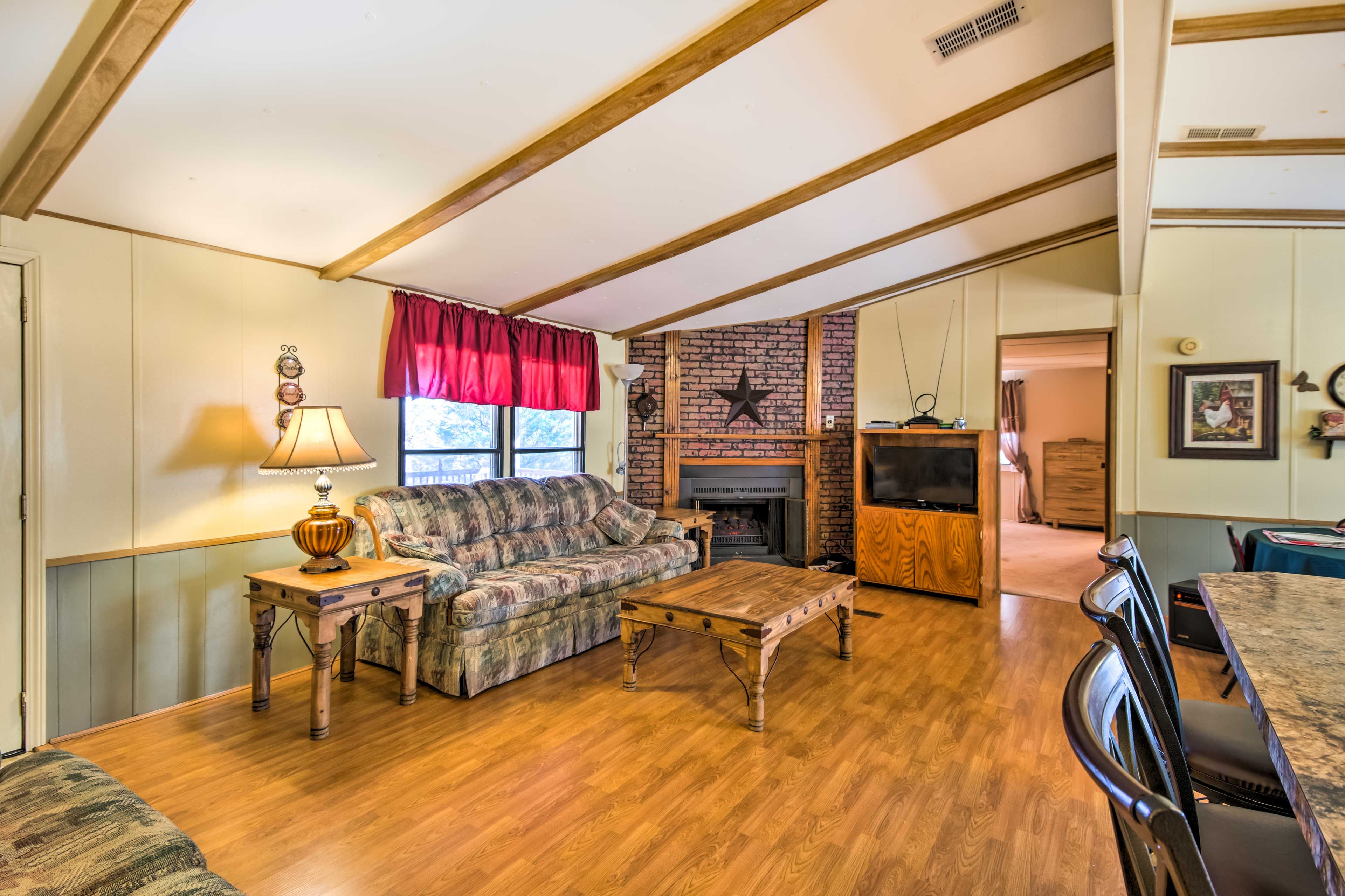 Living Room | Queen Sleeper Sofa | Electric Fireplace