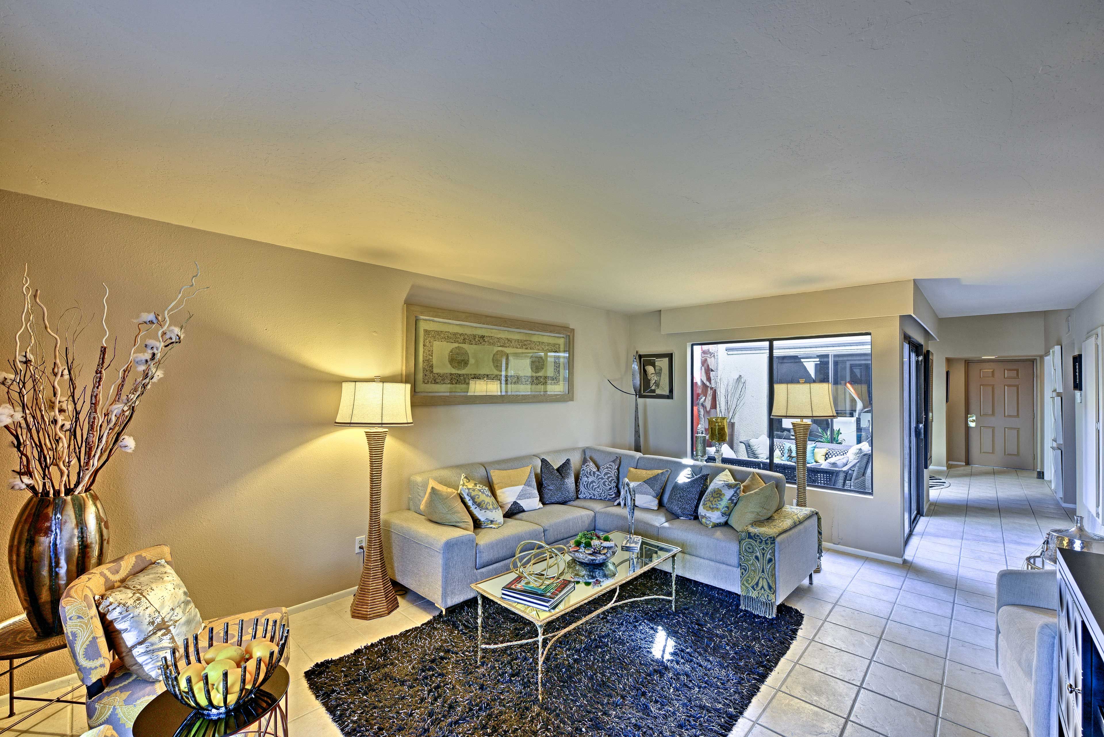 Get lost in conversation with your companions while lounging in the living room.