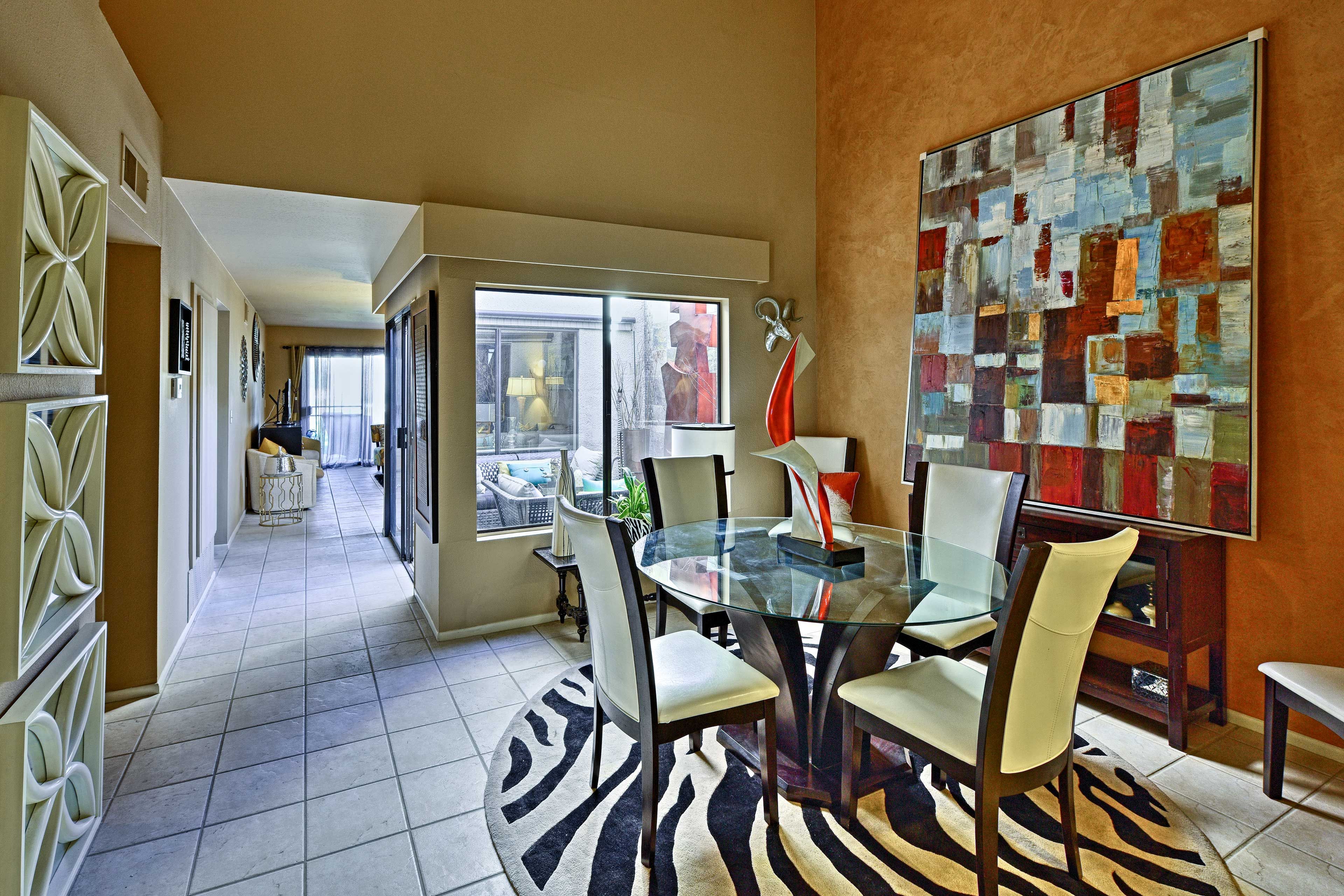 Gather around the dining table to enjoy meals with loved ones.
