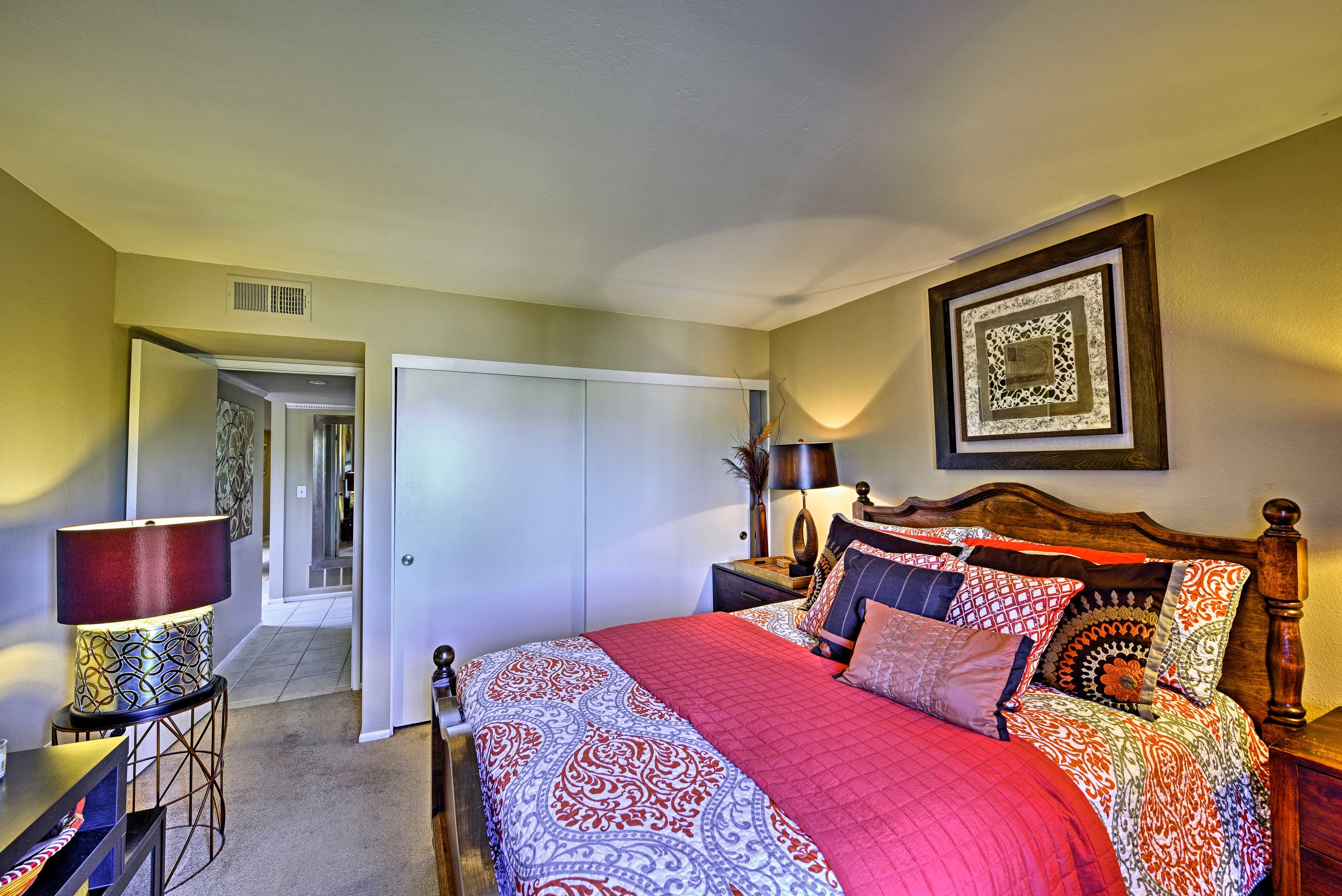 Theres plenty of storage space to keep your outfits fresh in the second bedroom.