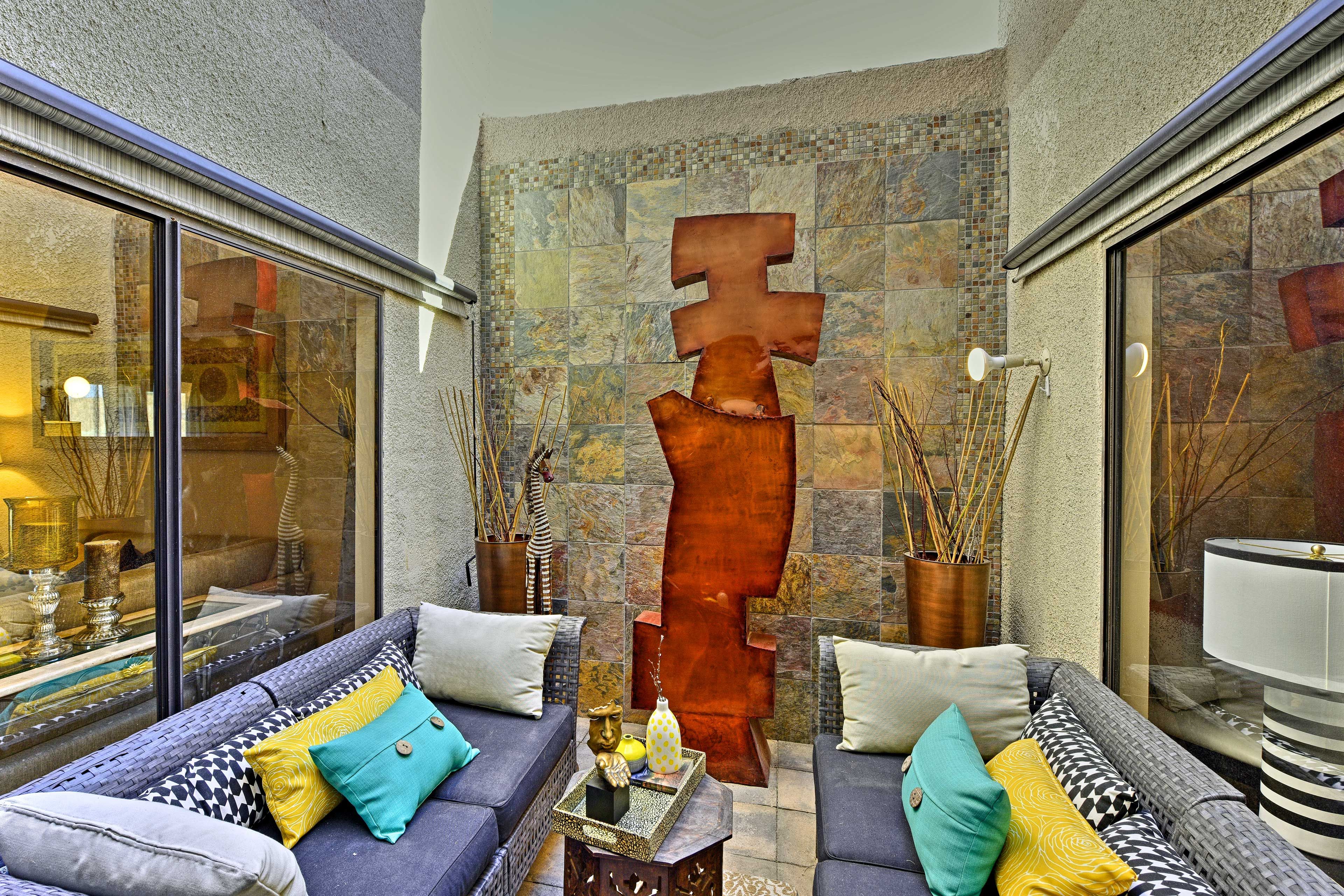 Mediate in the enclosed atrium to start your day.