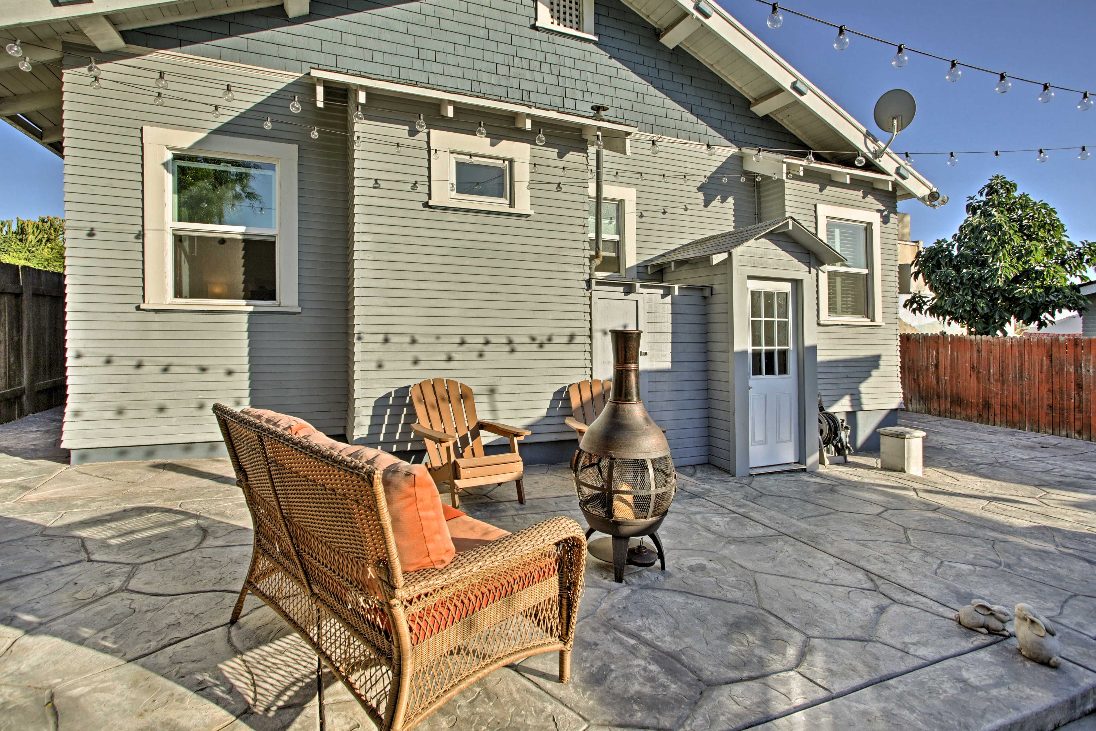 Lounge next to the chiminea while sipping your favorite drinks.