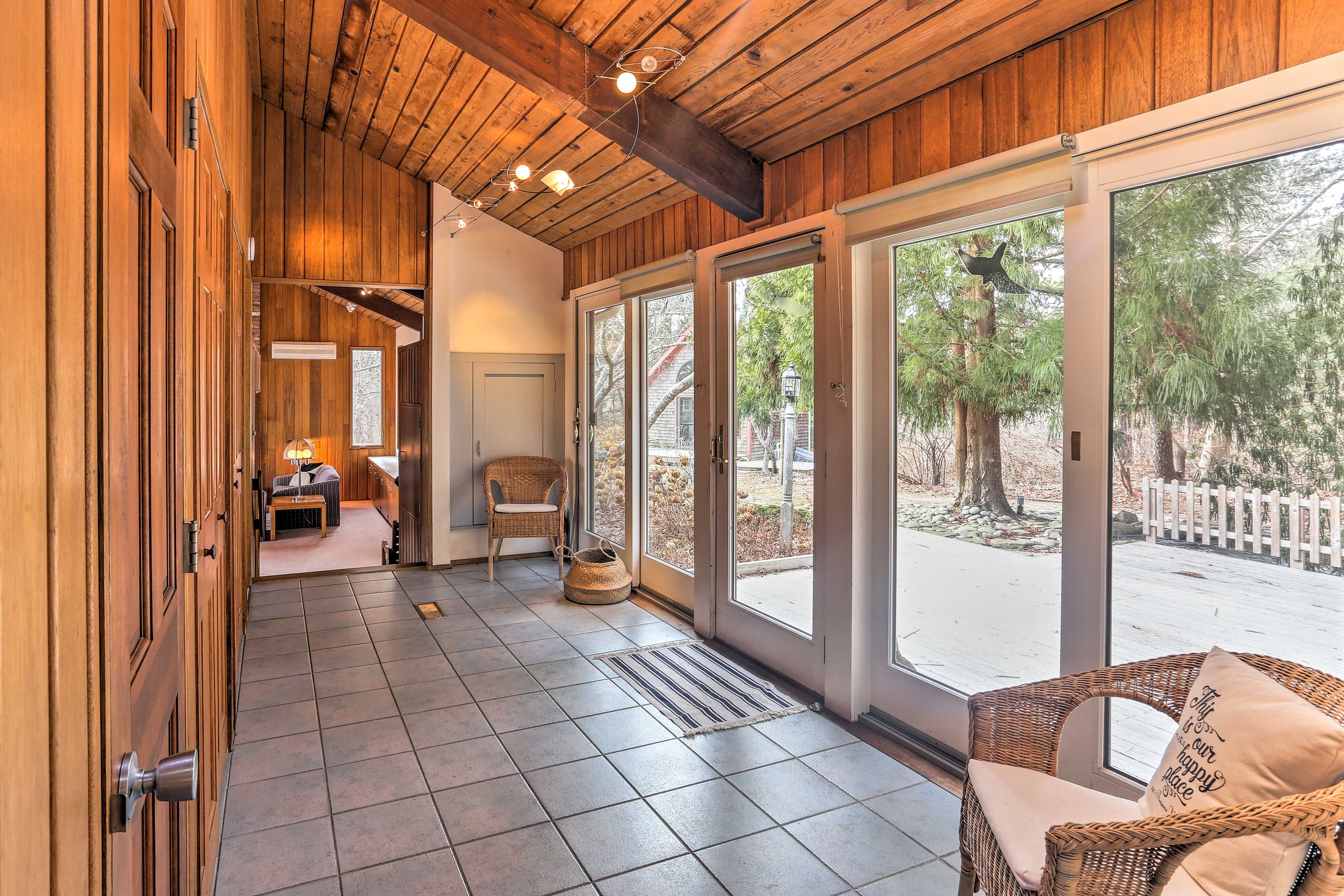Ample sunlight streams in through the windows.