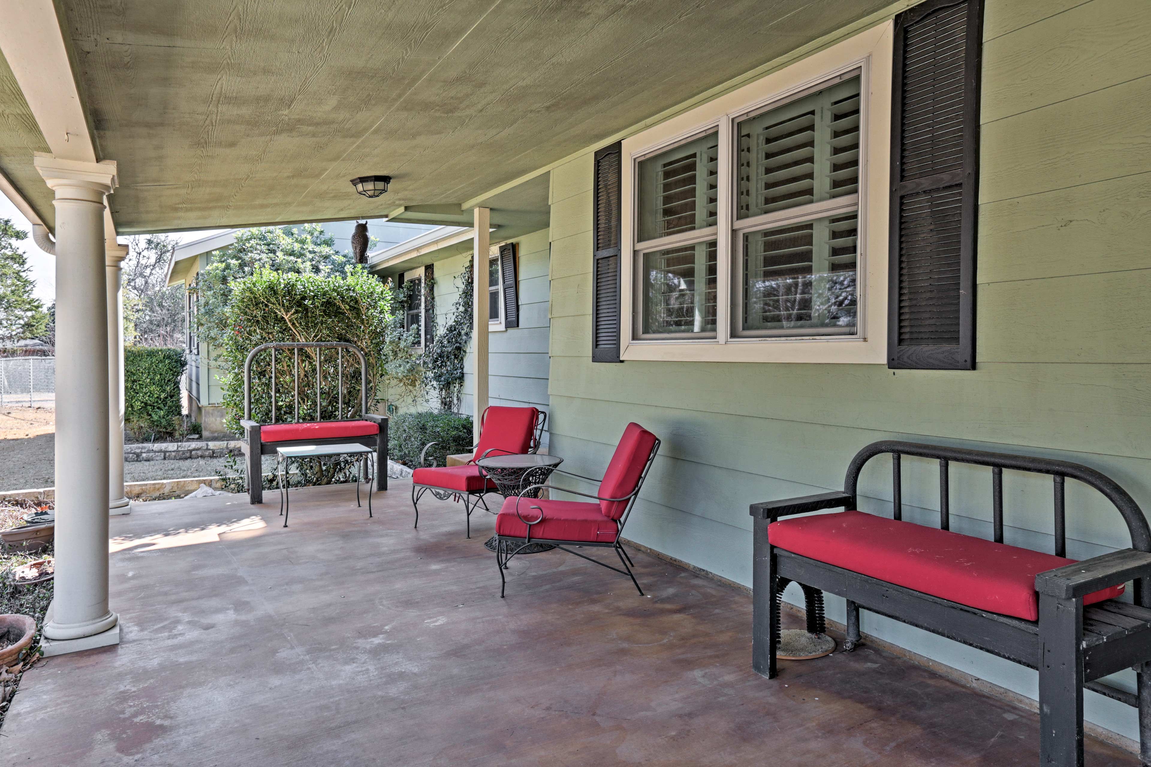 Relax on the large porch each evening.