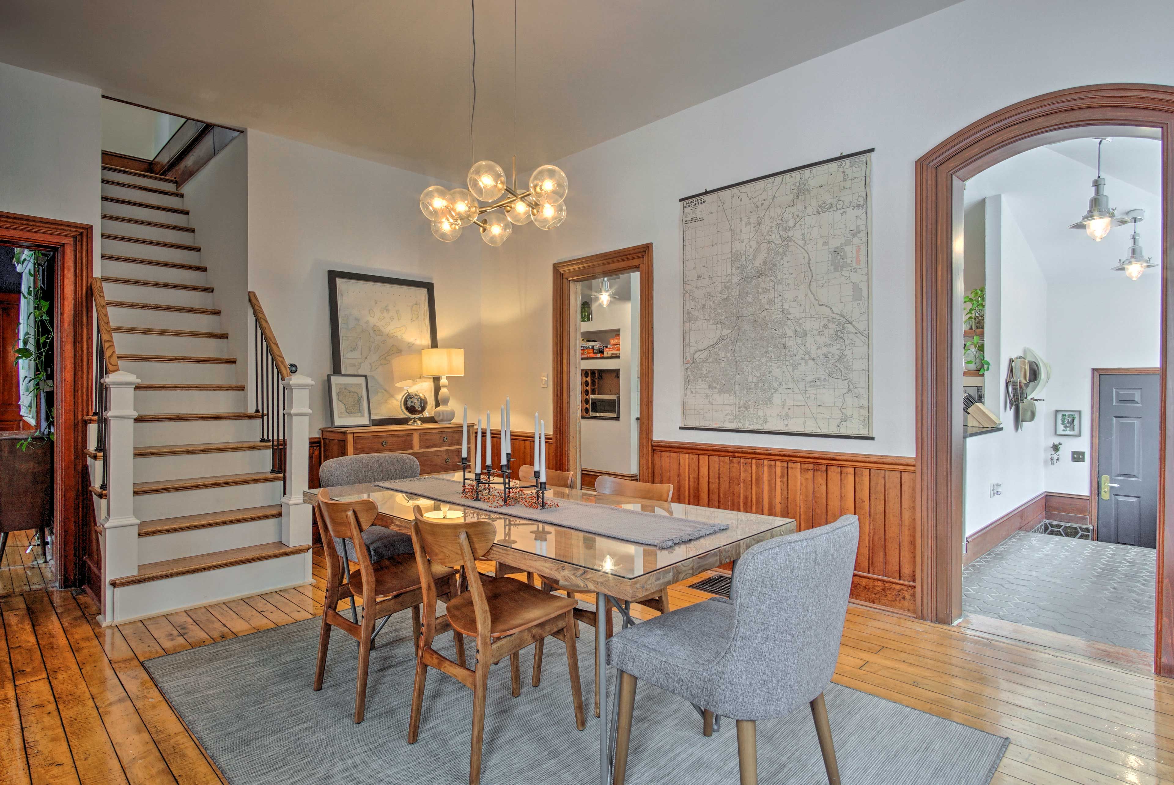Dining Table | Interior Stairs | Baby Gates Provided