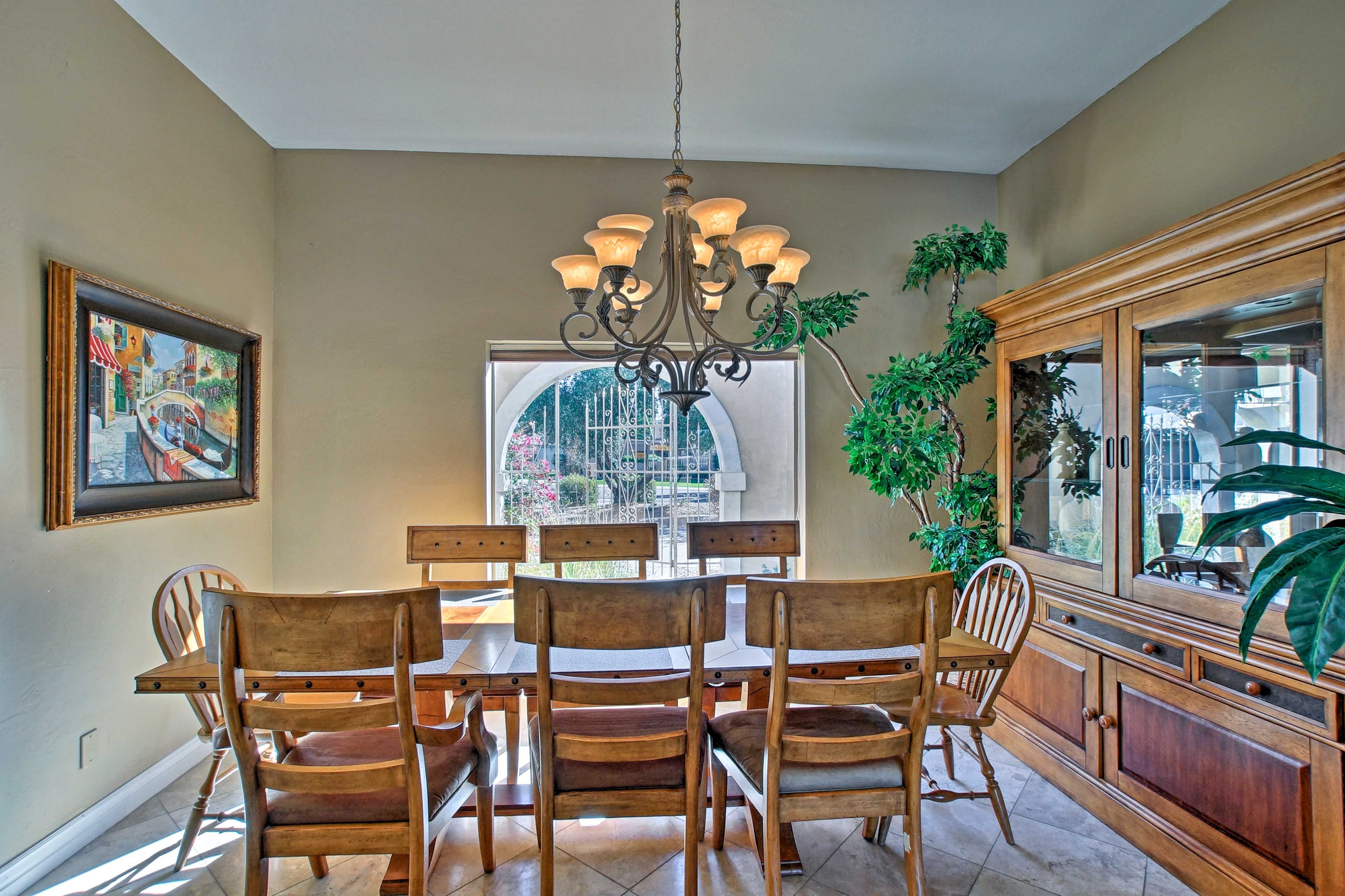 Host your formal meals in the 8-person dining room.