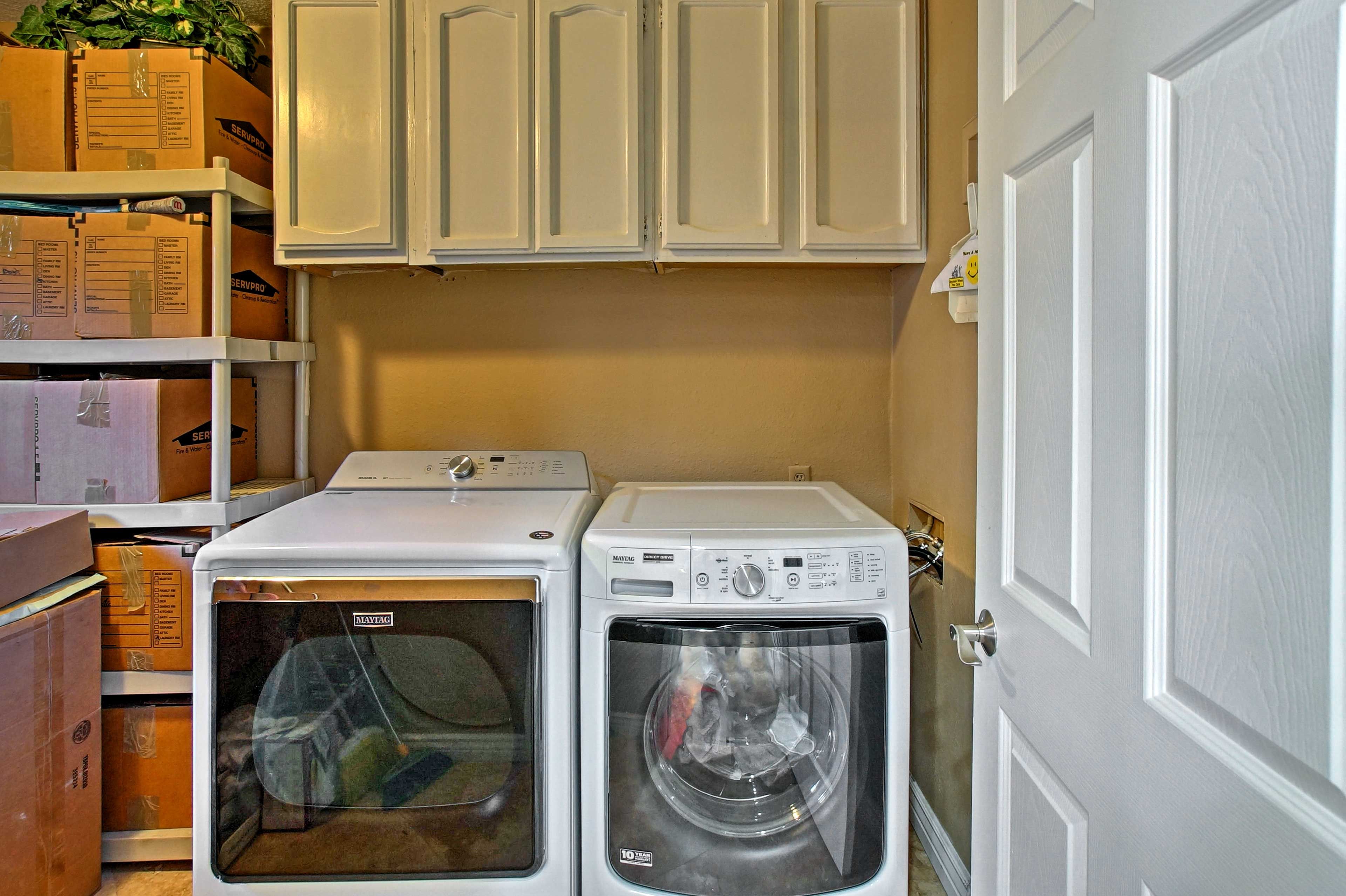 In-unit laundry machines make washing a cinch.