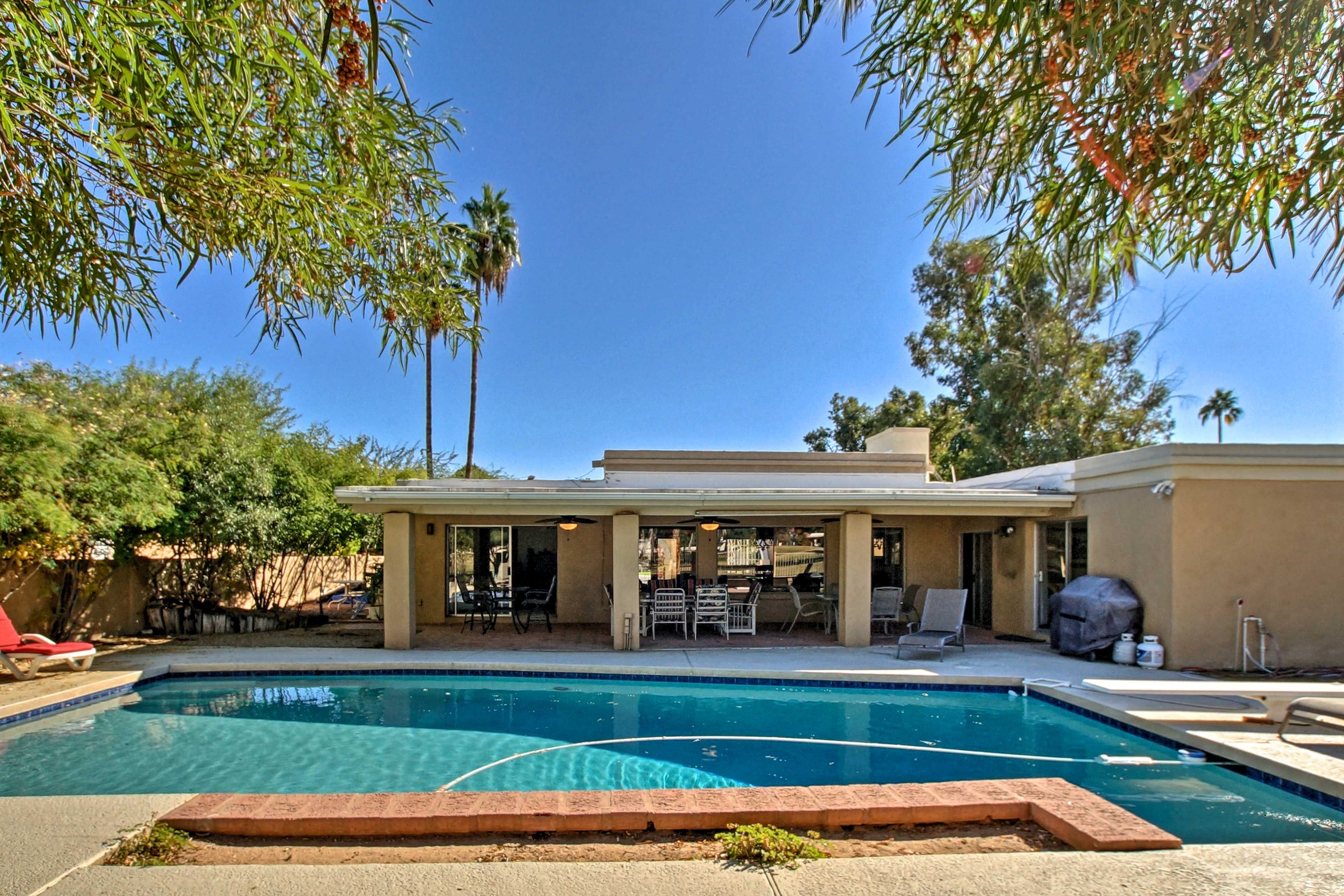 Lounge by the private pool and soak up the sun.