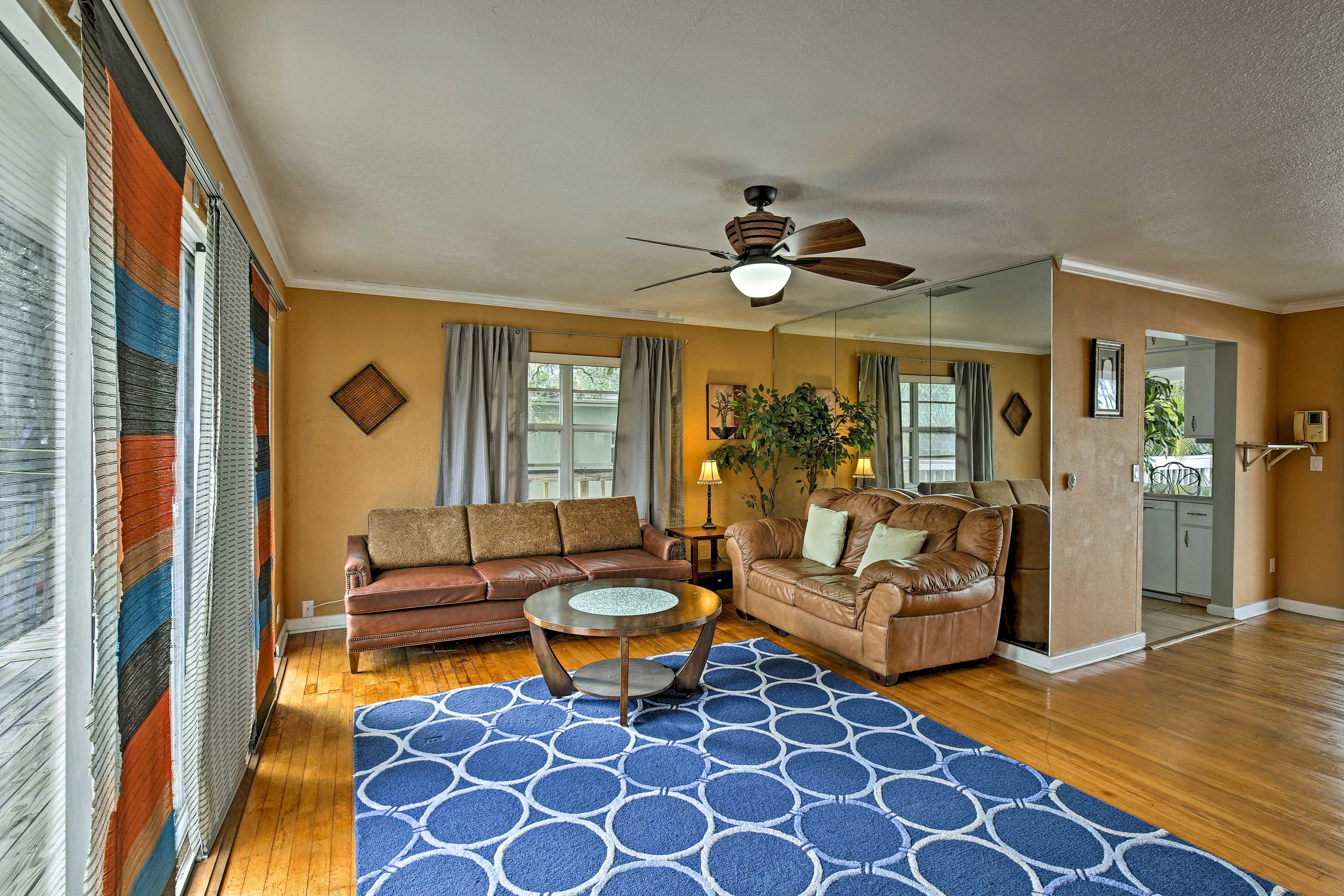 Make yourself comfortable on the plush furnishings of the living area.