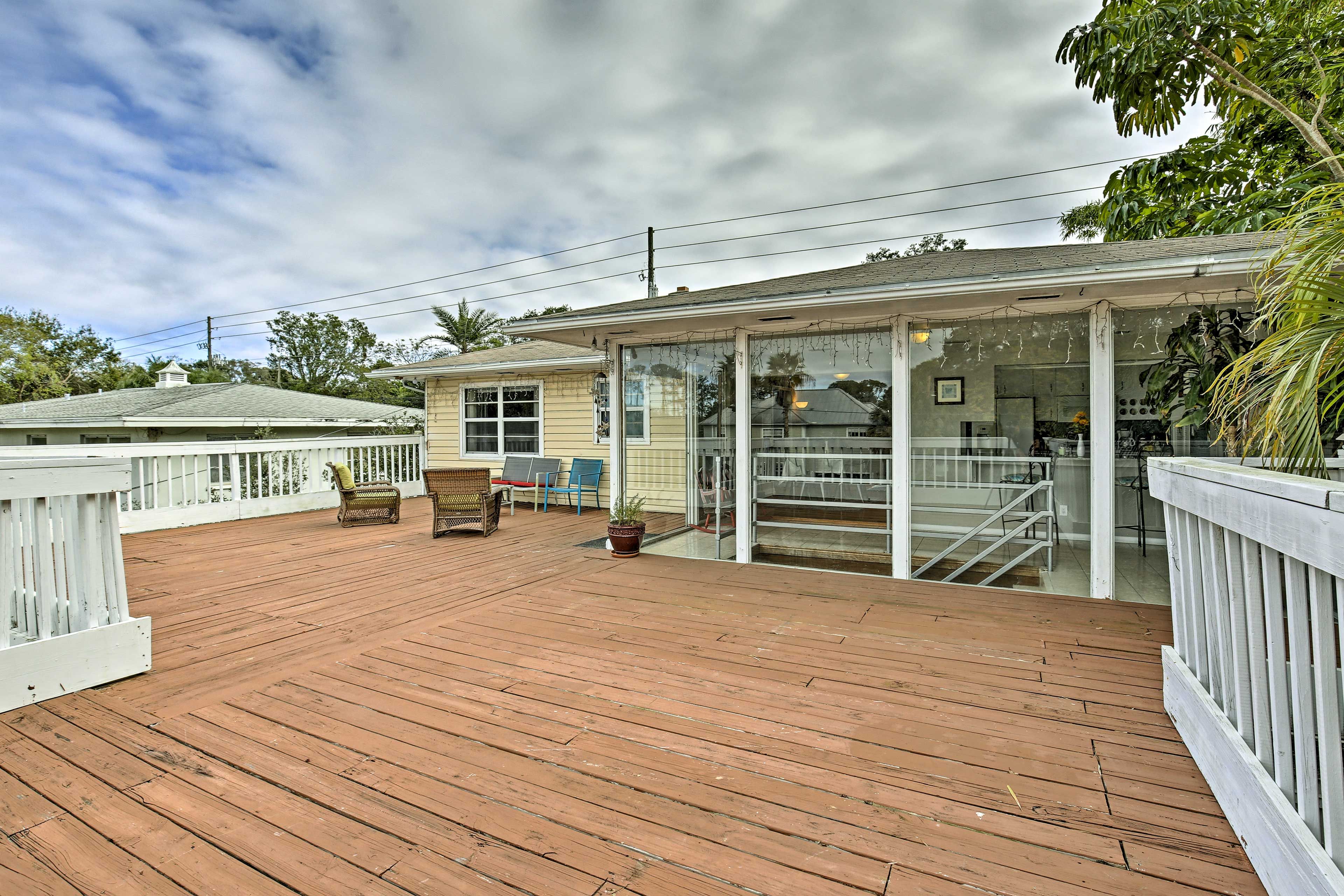 Sip morning coffee or savor an evening night cap on the private deck.