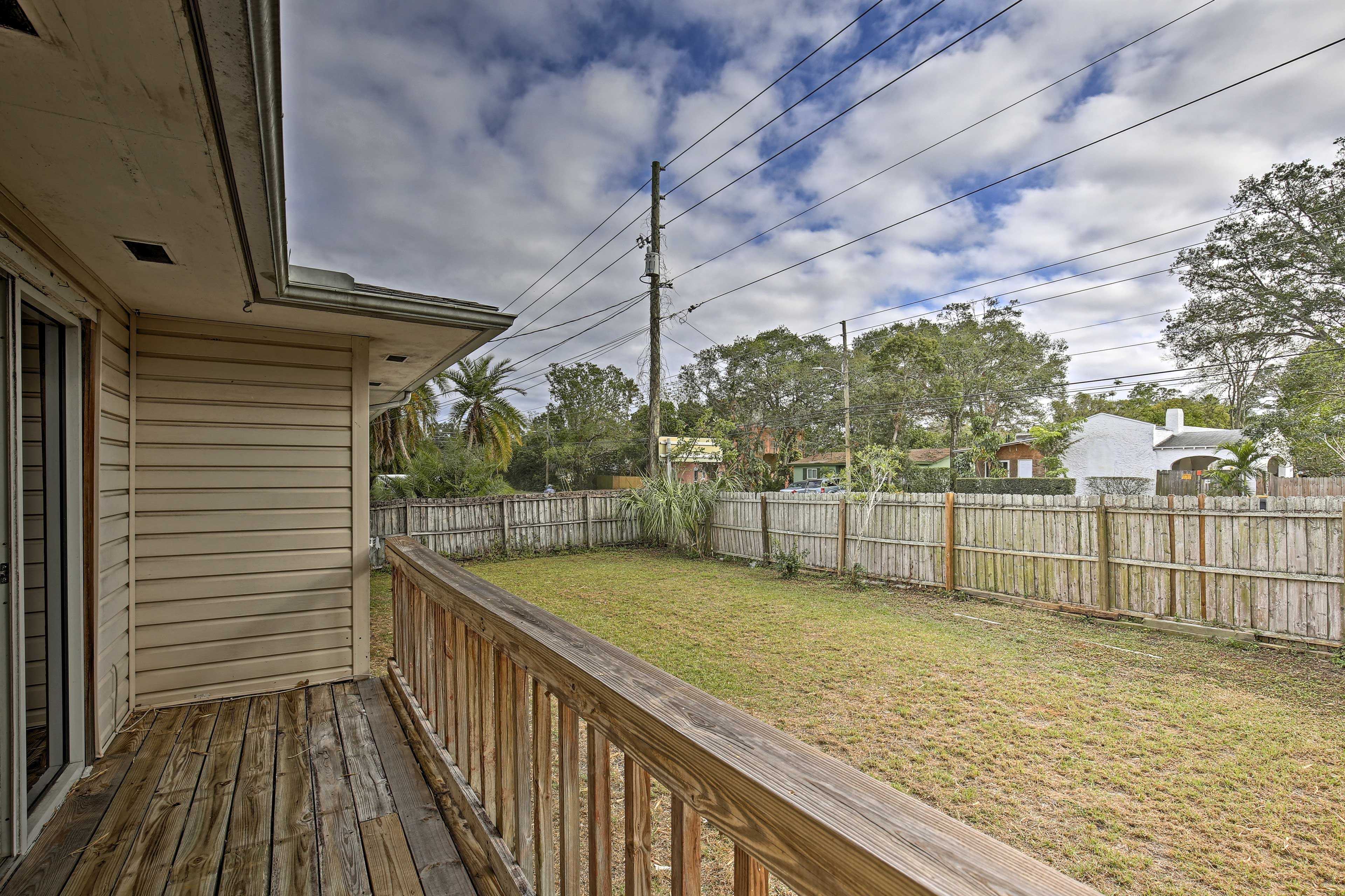 Throw a football in the well-manicured backyard!