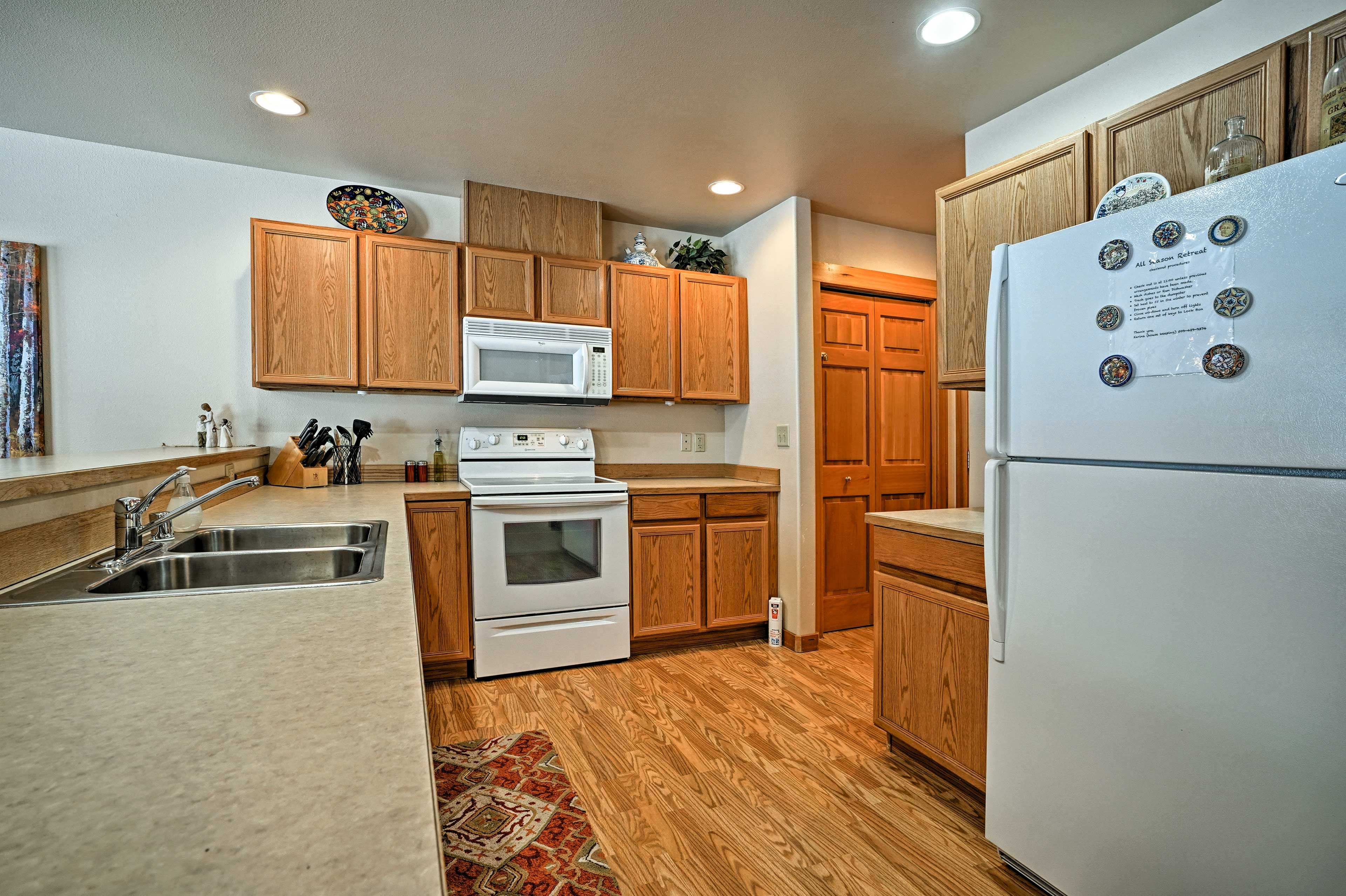 Modern appliances and spacious countertops make home-cooking more than easy.
