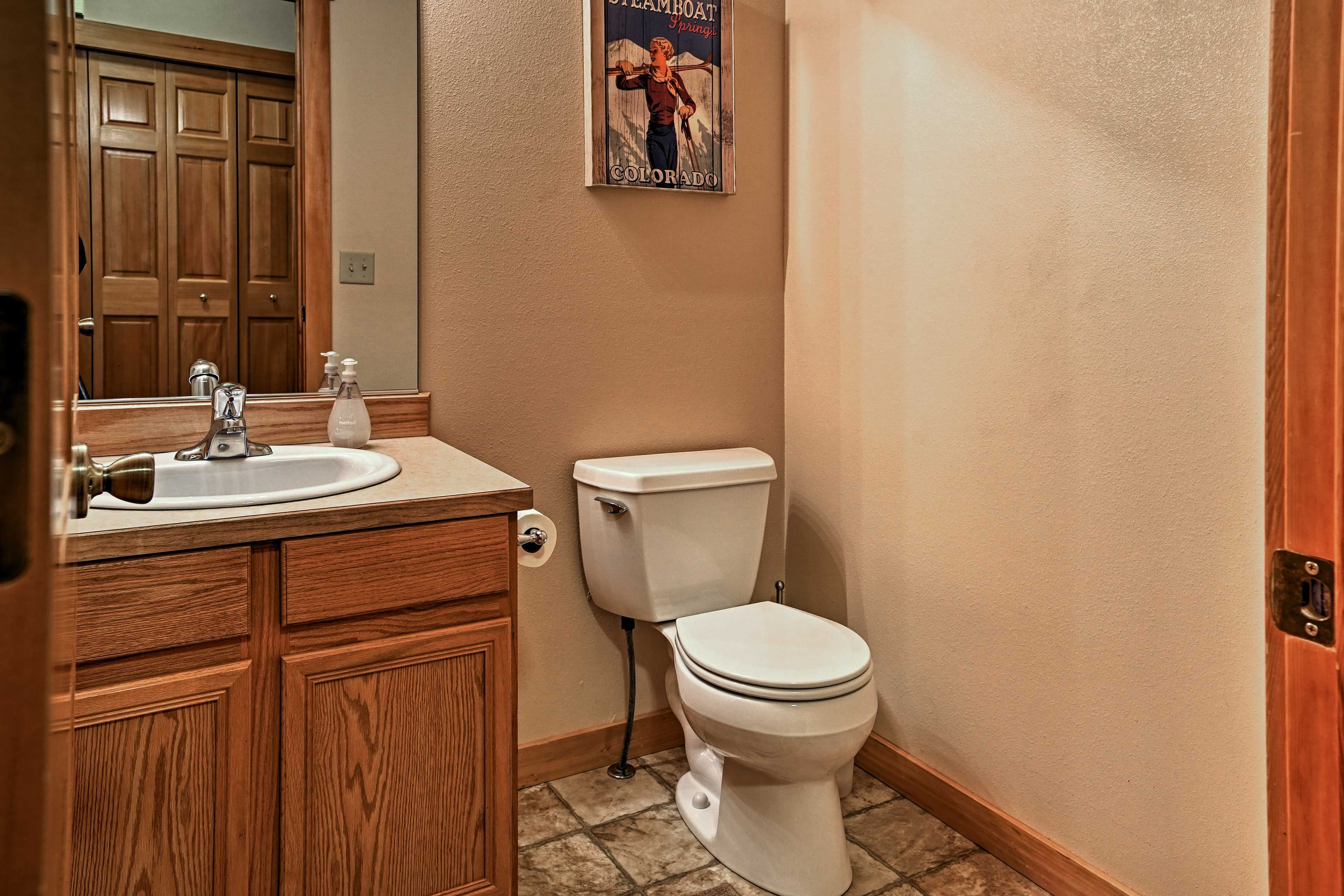 Wash up in the convenient half bathroom.