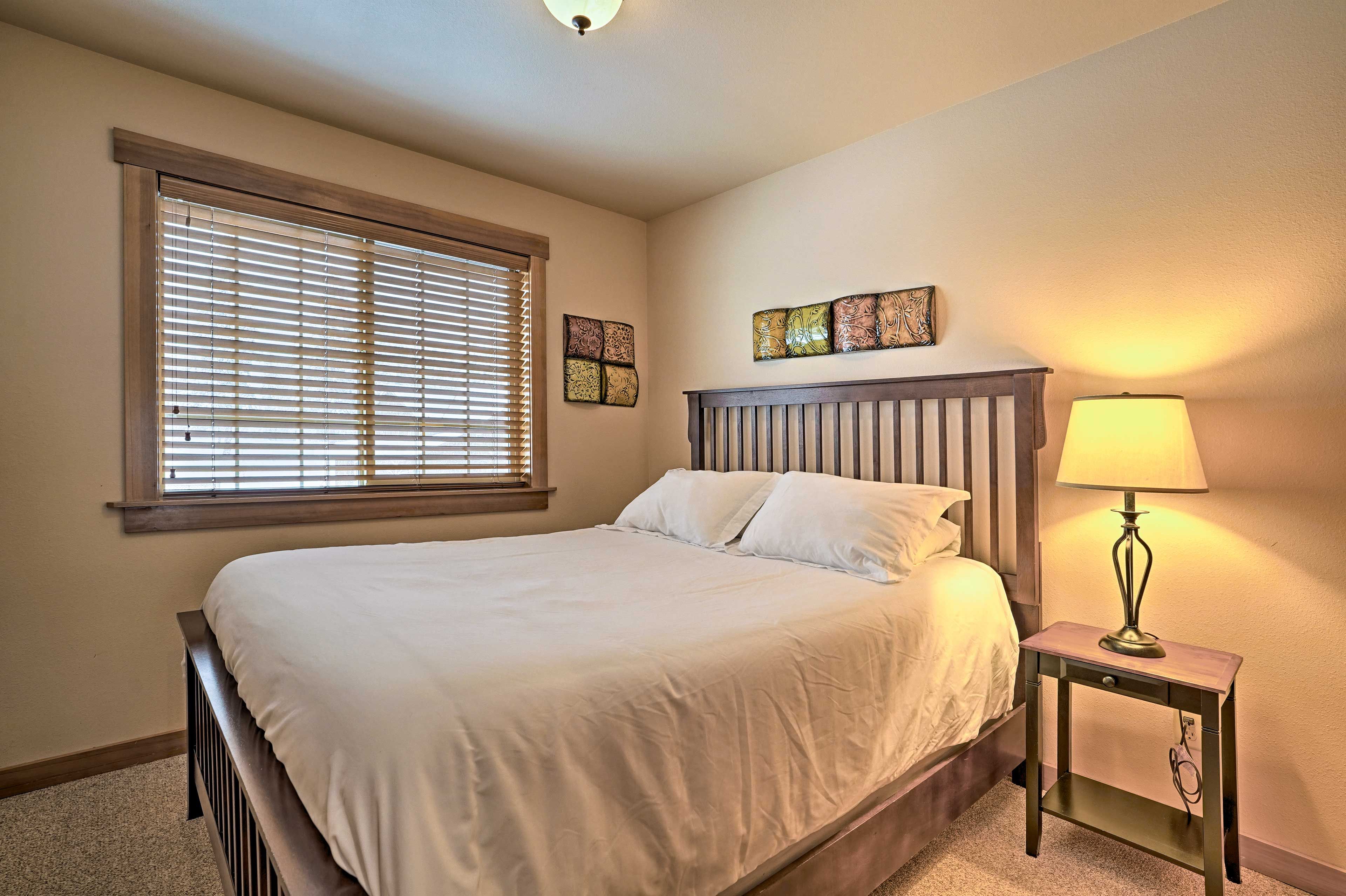 Additional guests will sleep soundly in this plush queen-sized bed.