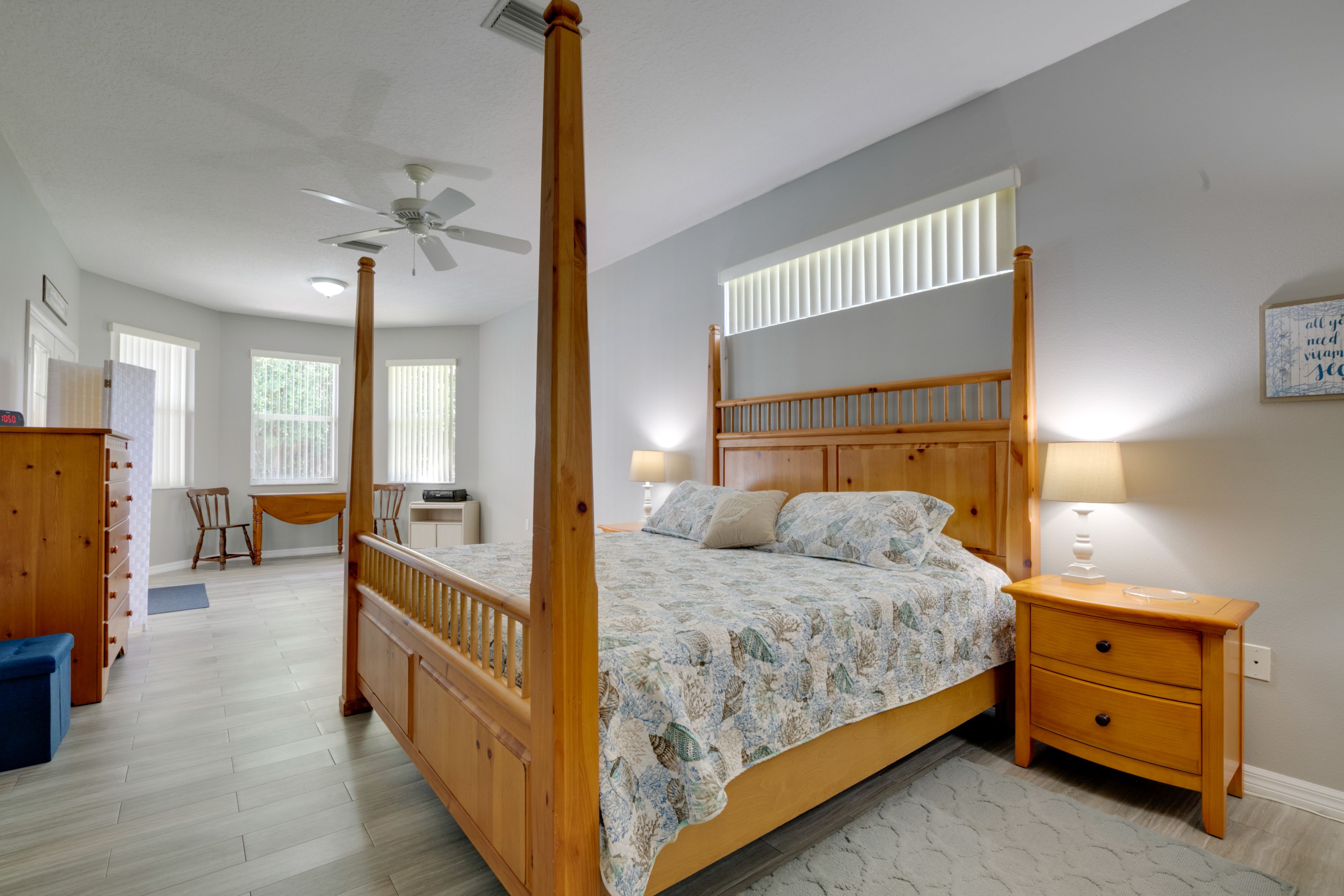Bedroom 1 | King Bed | Dining/Work Area | Lanai Access