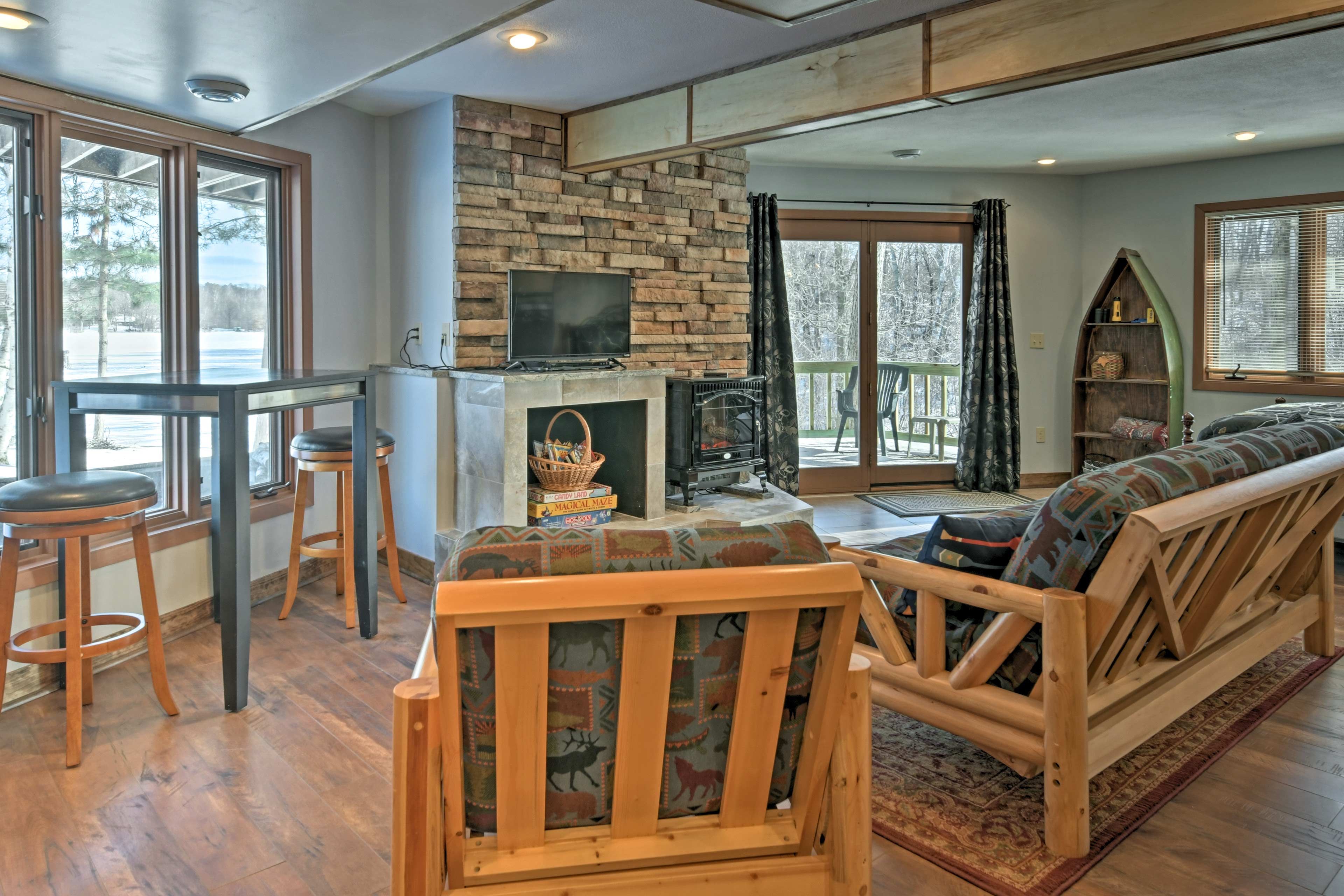 Unwind in front of the fire and enjoy family game night.
